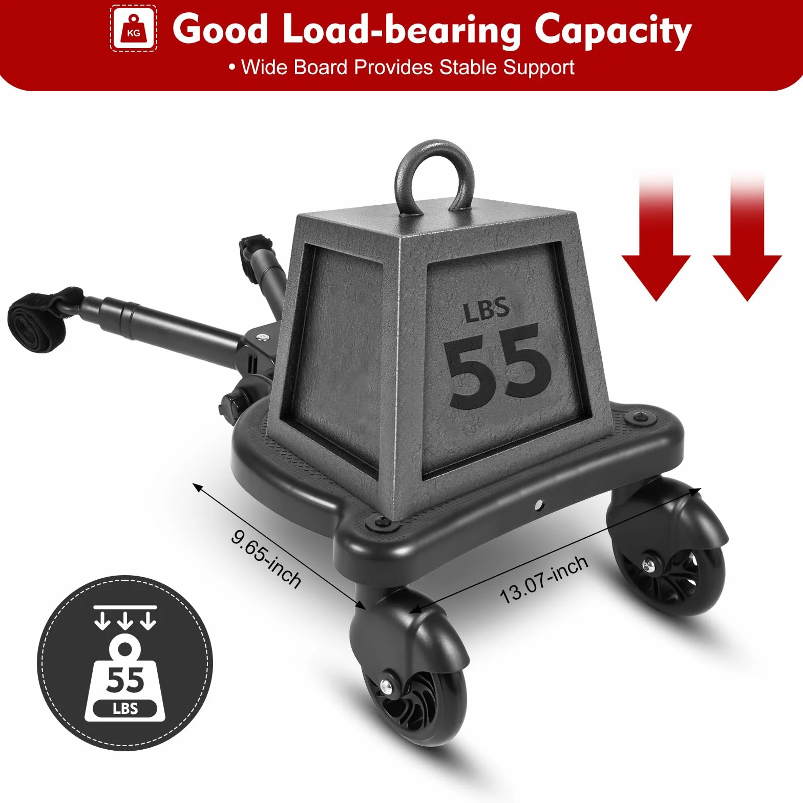 Passeggino con sedile, passeggino, poggiapiedi per passeggino, universale, per bambini dai 2 ai 6 anni, cuscinetto 25 kg (nero)
