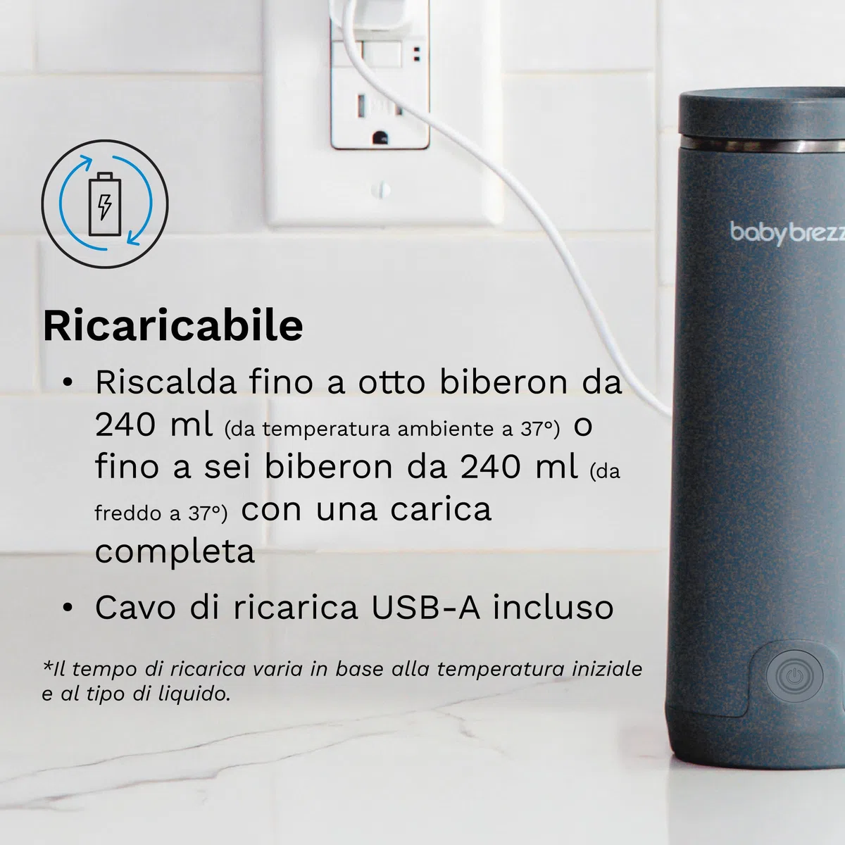 Baby Brezza Superfast Portable Bottle Warmer Scaldabiberon portatile – 67% più veloce – scalda Latte materno da viaggio e Scaldabiberon – sicuro – Riscaldamento uniforme – fino a 8 Biberon – nero
