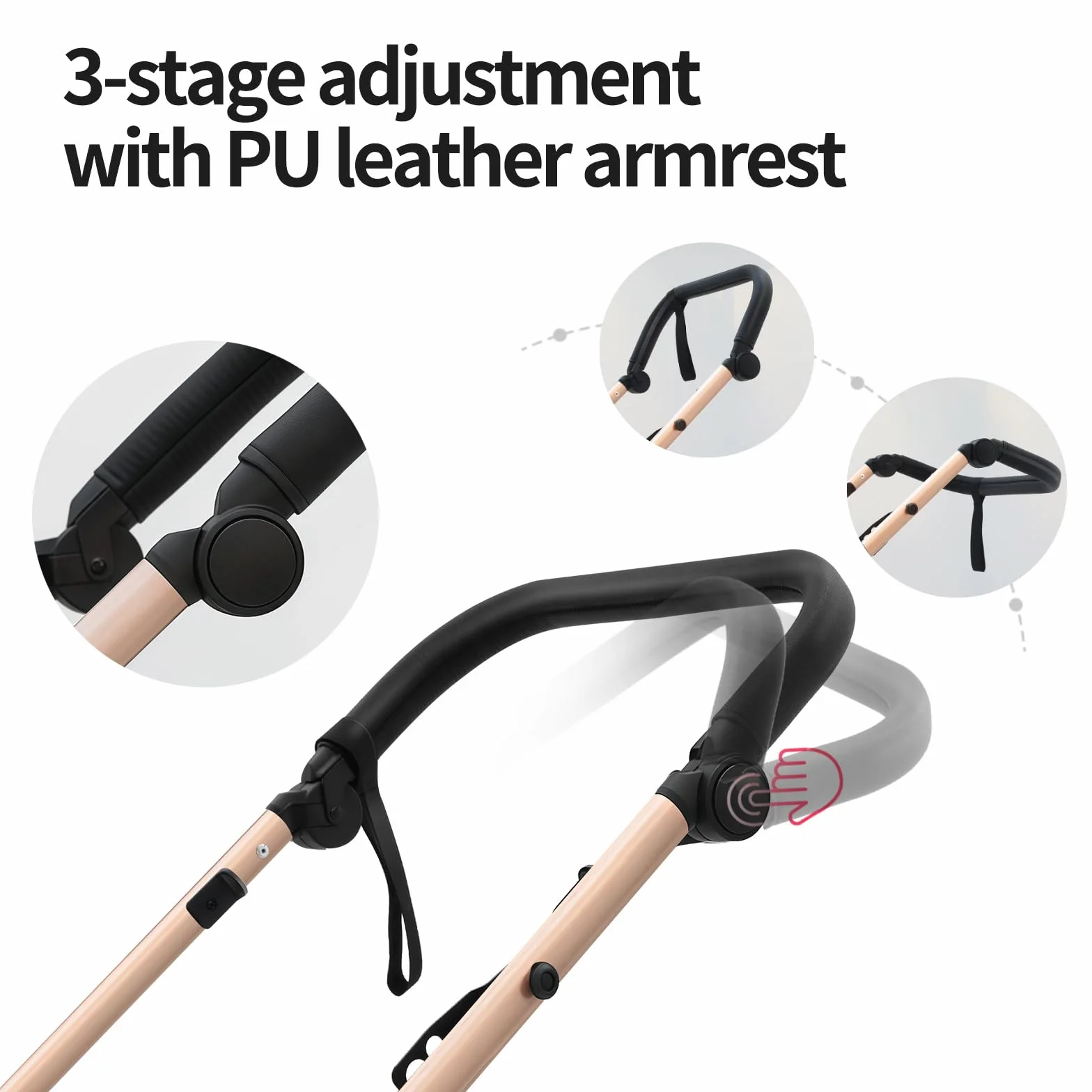 Passeggino 3 in 1, Trio Neonati da Viaggio Reversibile, Passeggino Pieghevole One-Click e Accessori Completi, Doppia Modalità di Freno per Ruote Anteriori e Posteriori