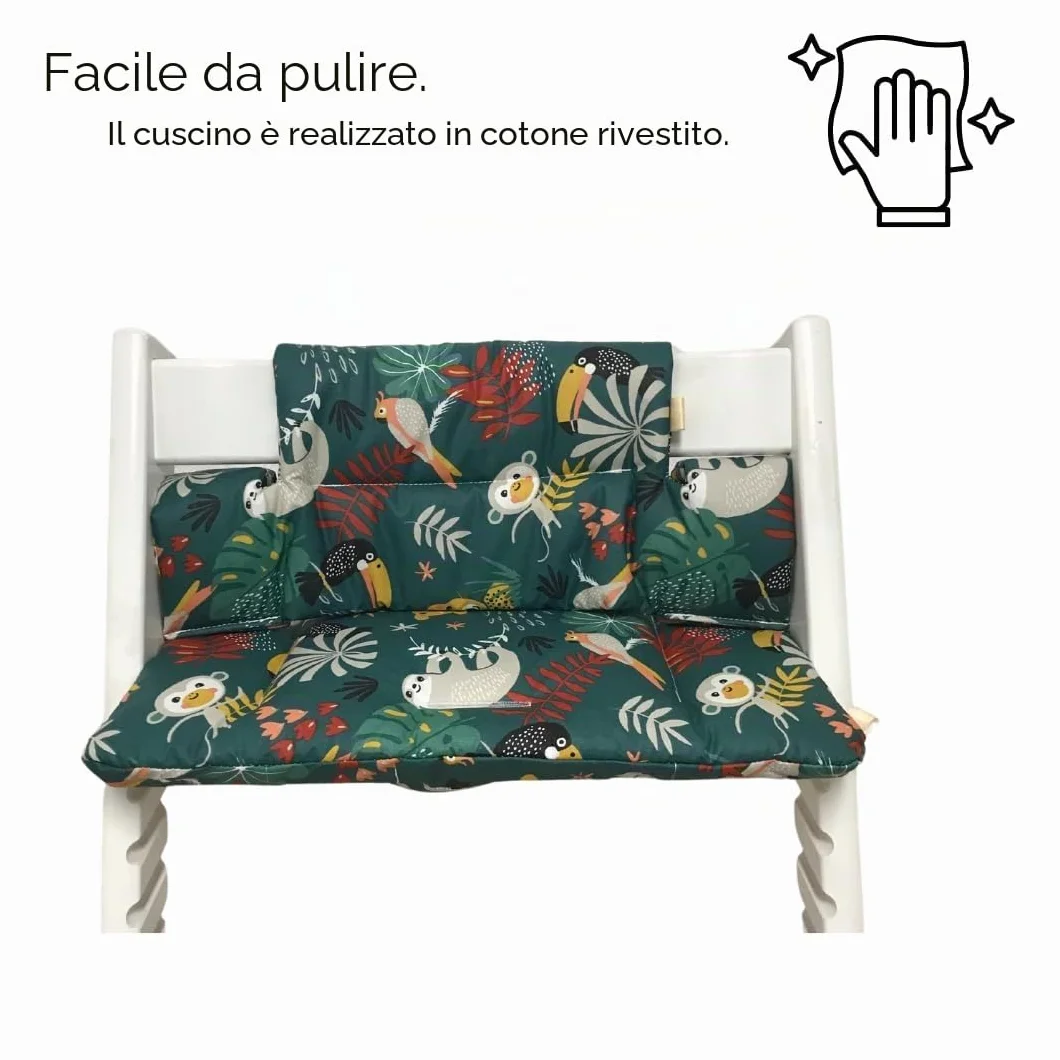 Cuscini per Seggiolone Tripp Trapp Stokke, rivestimento laminato, giungla turchese
