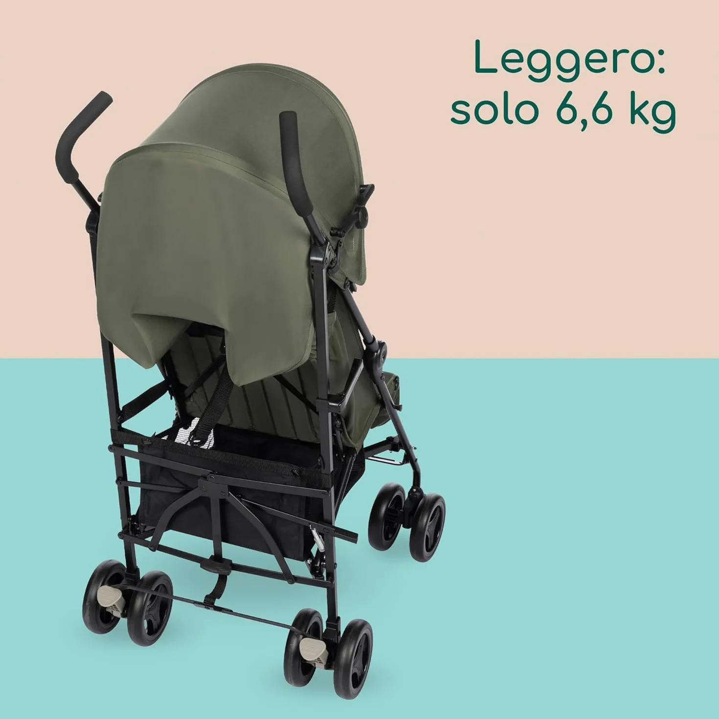 Bebeconfort Rainbow Passeggino Leggero e Reclinabile, Pieghevole, 6 mesi - 4 anni, 22 kg, Mineral Green