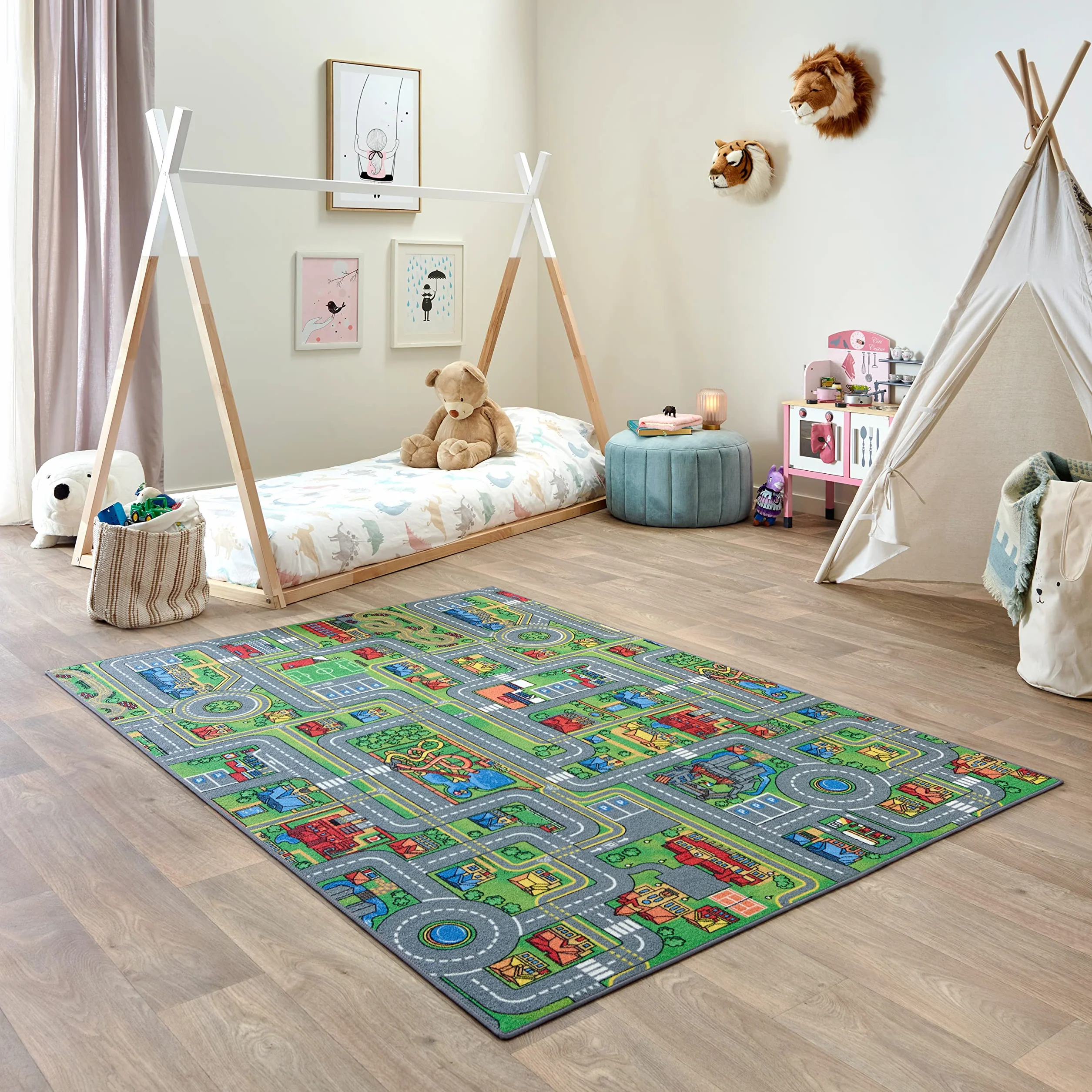 Carpet Studio Tappeto Bambini 140x200cm, Tappeto Gioco per Cameretta, Lavabile in Lavatrice, Facile da Pulire, Antiscivolo - Playcity
