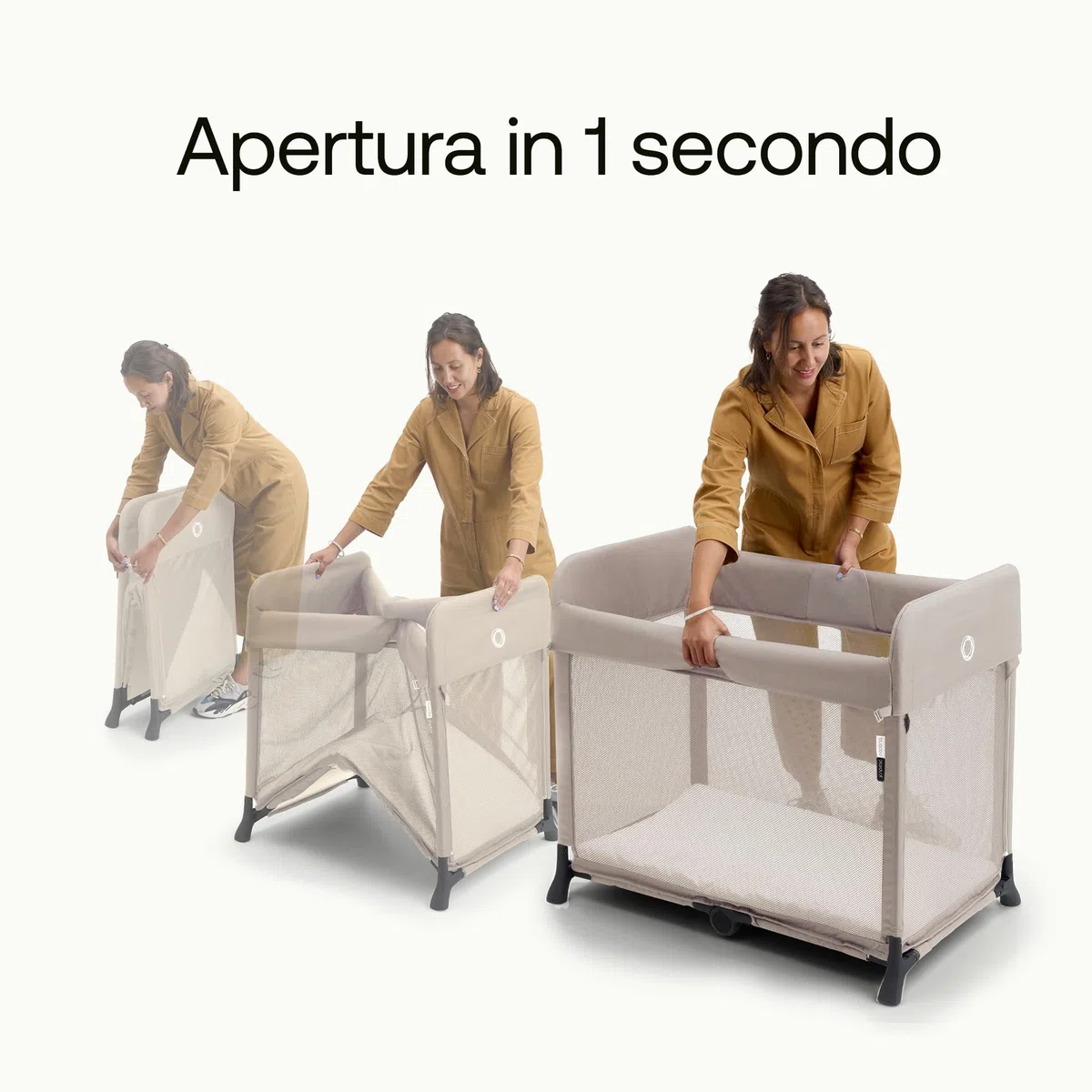 Bugaboo Stardust, 2 in 1: Parco Infantile Pieghevole e Lettino da Viaggio compatto con materasso, si dispiega in 1 Secondo, Borsa per il Trasporto, Da neonati a bambini piccoli, Desert Taupe