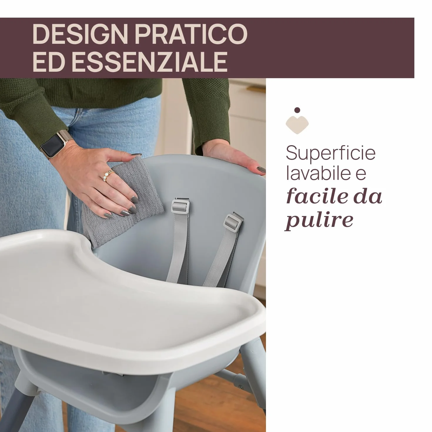 Chicco Seggiolone Evolutivo Pappa per Bambini 6 mesi 40 kg Richiudibile Seduta Lavabile Cintura 5 Punti Vassoio Rimovibile Compatto Leggero