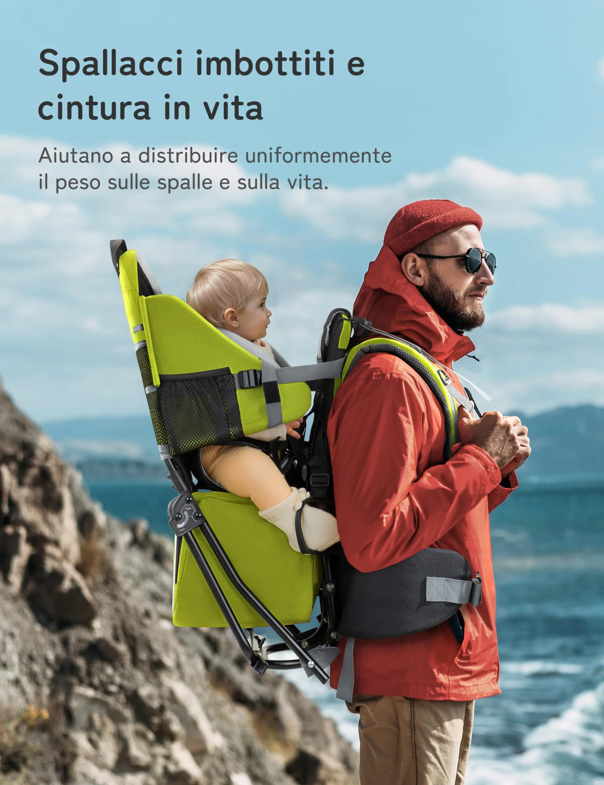 besrey Zaino Porta Bambino Trekking Zaino Porta Bambino Montagna (Verde Chiaro)