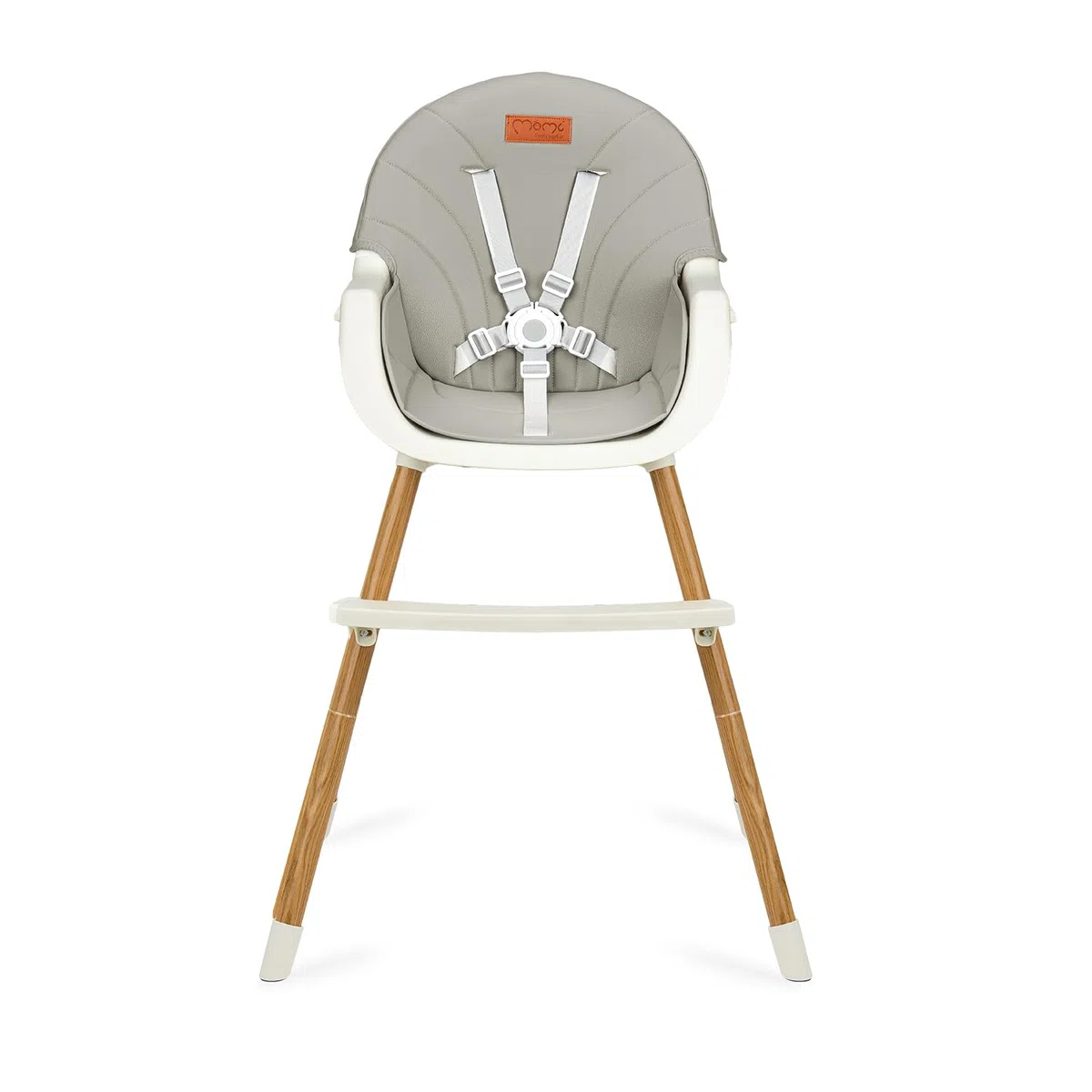MoMi Seggiolone Pappa Evolutivo 3 in 1 - Sedia Evolutiva per Bambini da 6 a 36 Mesi - Cinture di sicurezza, Rivestimento in ecopelle, Poggiapiedi, Portabicchiere, Gioco con Ventosa - Grigio