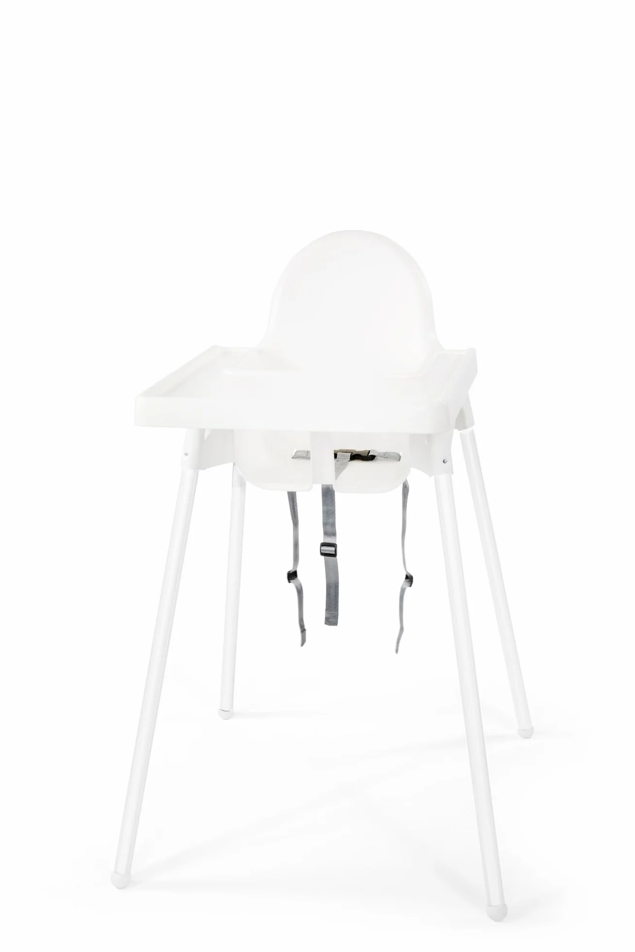 Ikea Antilop Seggiolone bianco metallo con vassoio cintura sicurezza
