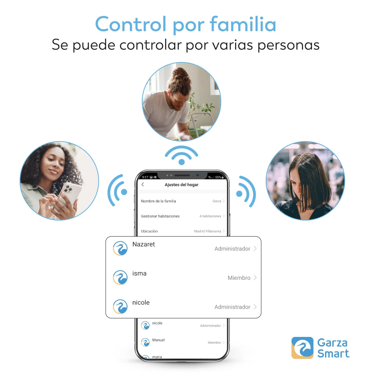 Garza Telecamera per la Sorveglianza del Bambino 1080p HD con Sensore di Temperatura, Visione Notturna, Rilevamento di Pianti, Ninnananne, Rumore Bianco e WiFi 2.4 GHz., 3 Coperture + Supporto