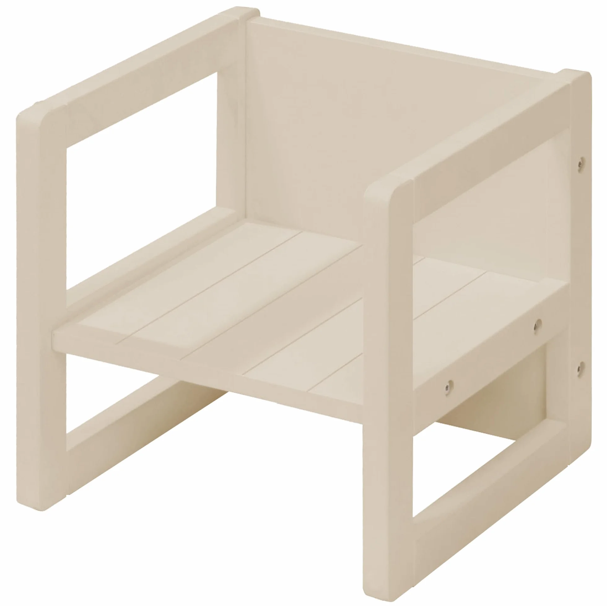 Sgabello per Bambini in Stile Country Reversibile 3 Altezze Seduta Legno Beige/Cashmere