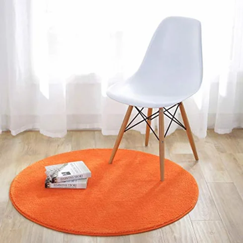Arancio Tappeto Rotondo Colore Puro Bambino Camera da Letto Soggiorno Cucina Moderno Non Antiscivolo Yoga Decorazioni