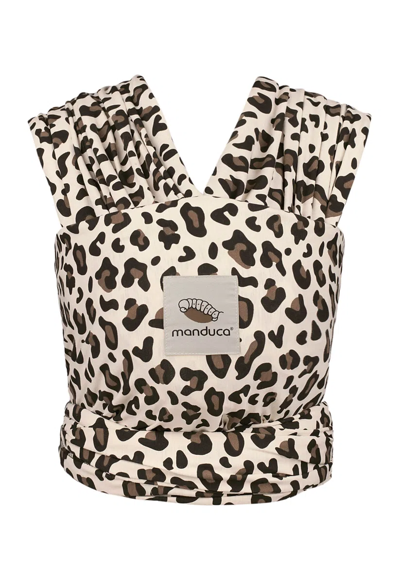 manduca Sling - Fasciatoio Neonato - Marsupio Elastico e per neonati dalla nascita fino a 15 kg - Puro cotone biologico - Leopardo
