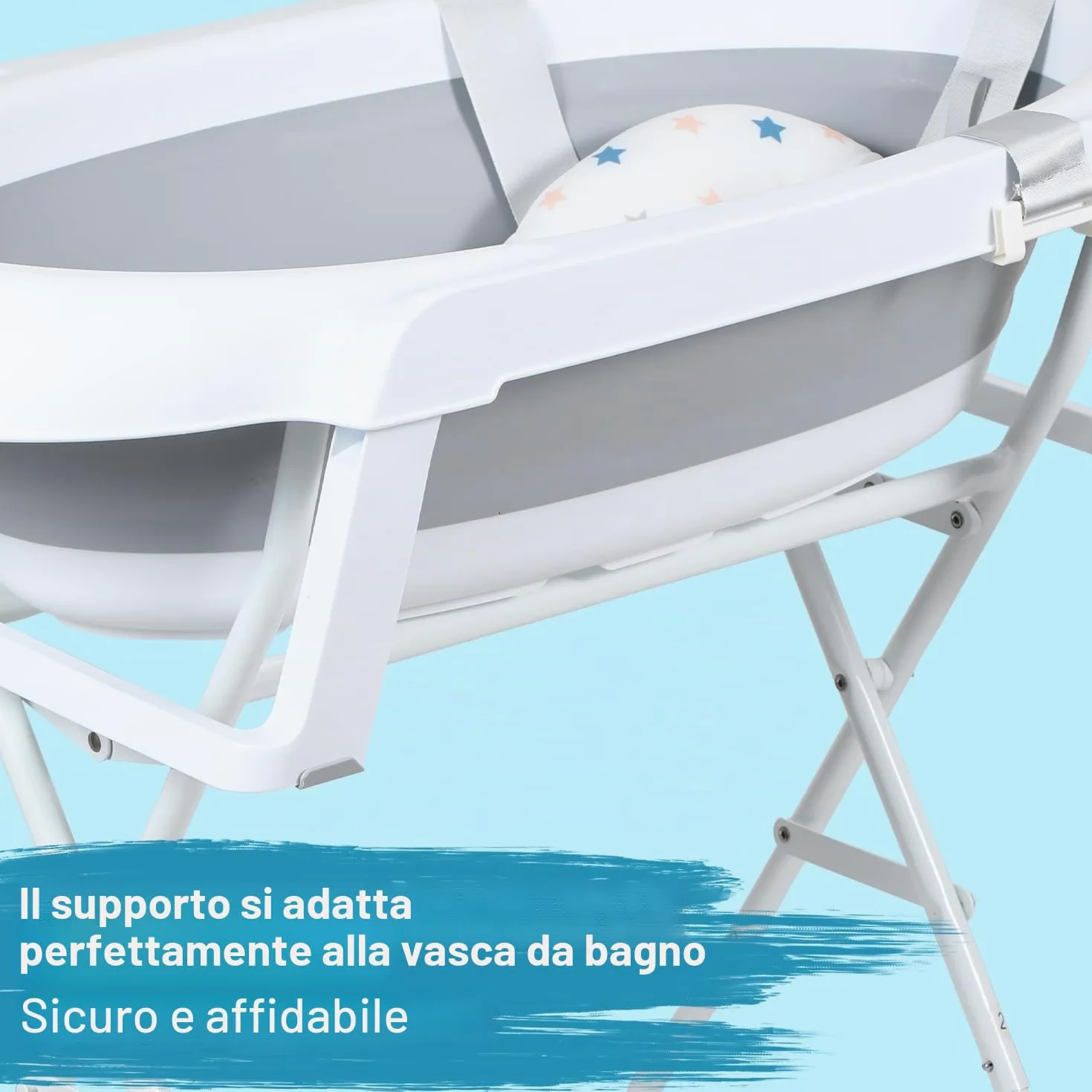 Ikodm Vasca da Bagno per Neonati con Supporto, Vasca da Bagno con Tappetino da Bagno, Scarico, Supporto, Vasca da Bagno Pieghevole, Vasca per Bambini con Supporto Sicura per il Tuo Neonato - Vasca da