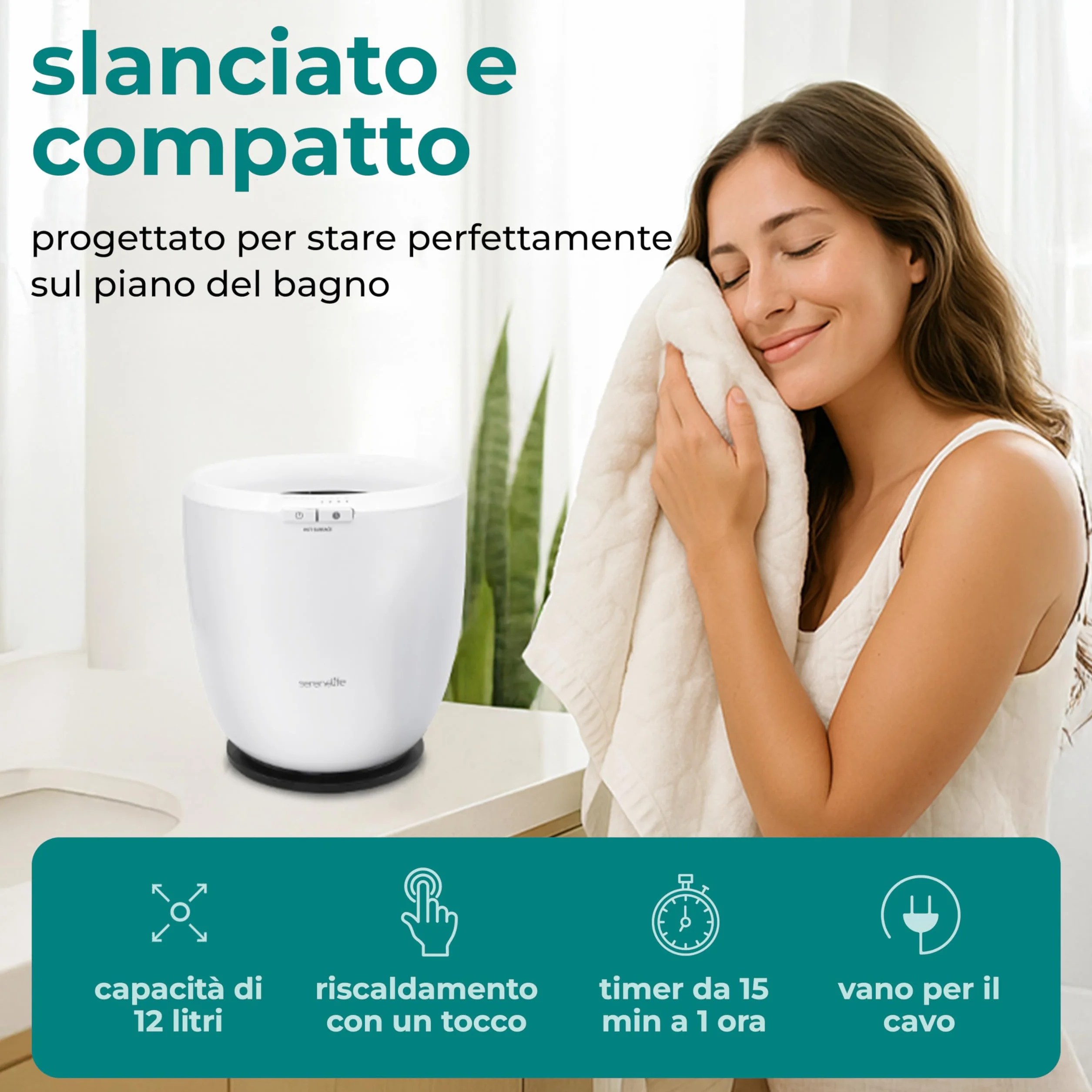 SereneLife Scaldasalviette Elettrico 12L 500W Autospegnimento Asciugamano Coperta Accappatoio