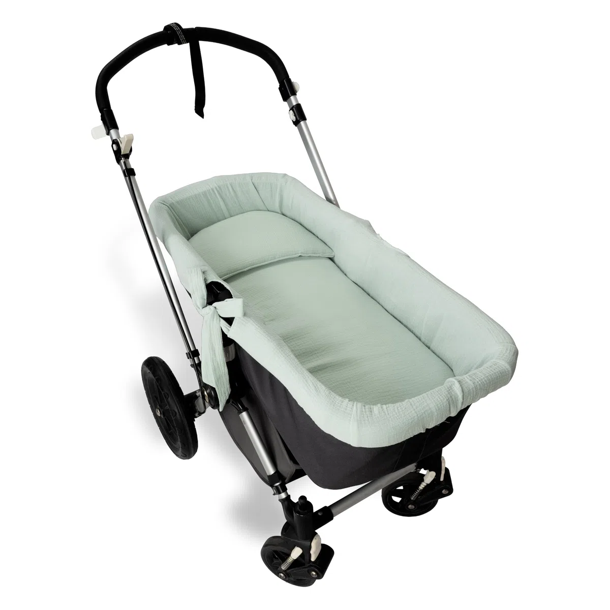 Babyline Copri navicella mussola 100% cotone + copriletto + cuscino mussola 100% accessori set 3 pezzi. Prodotto in Spagna. Ipoallergenico, traspirante, ipermorbido (Menta Acquamarina)
