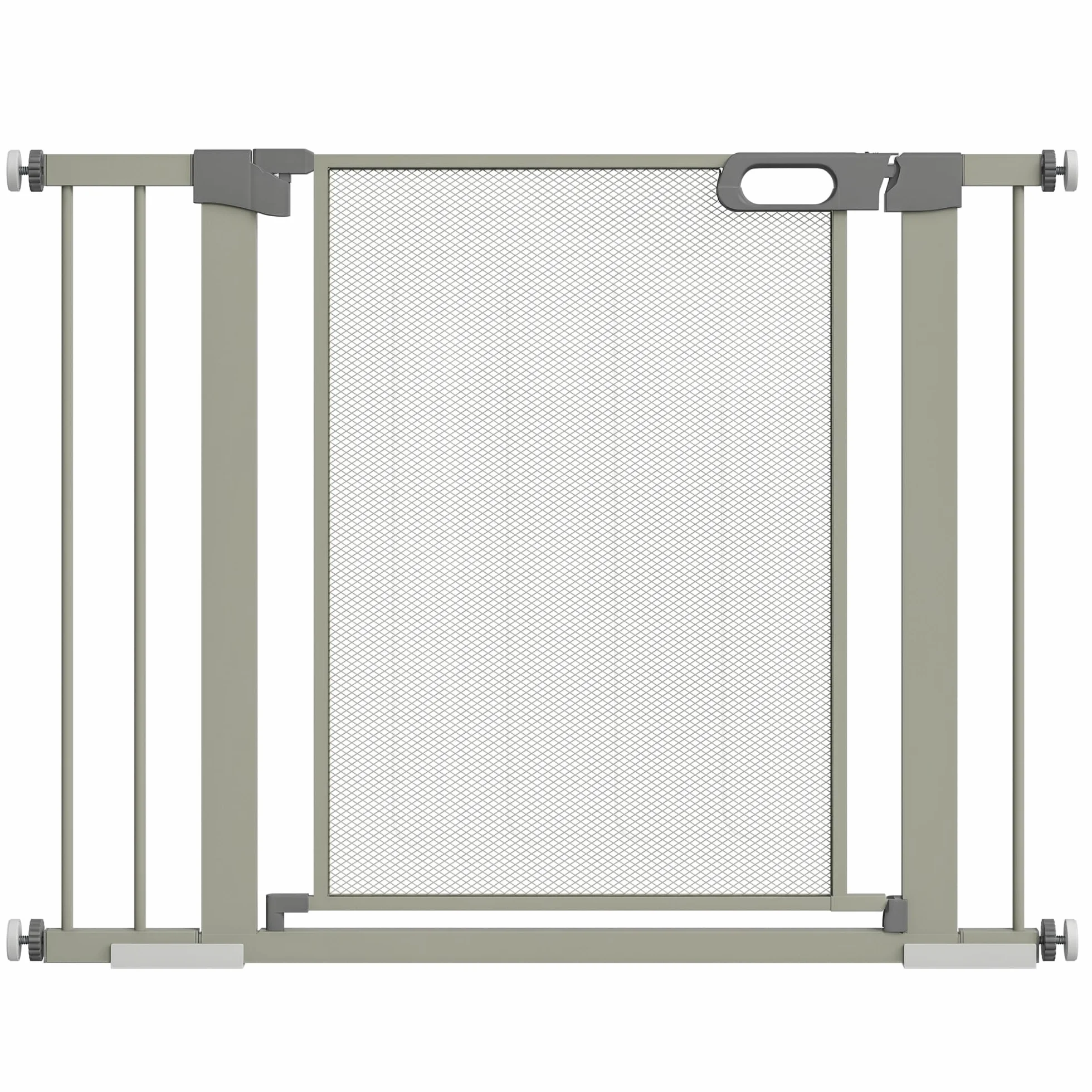 PawHut Cancelletto per Cani Regolabile 75-103 cm, Cancello di Sicurezza in Acciaio e ABS, Altezza 76 cm, Grigio