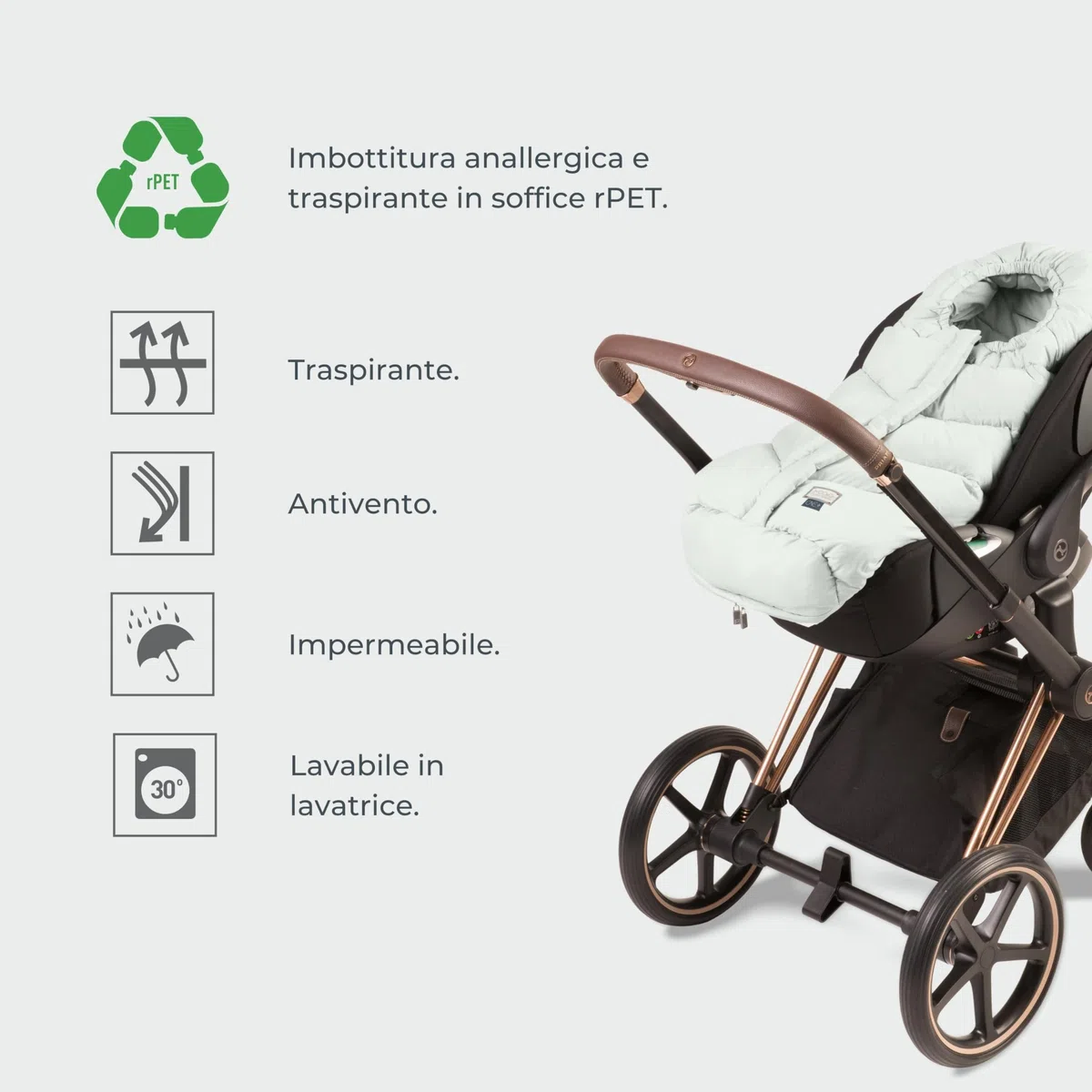 Nuvita 9920 Ovetto One+ | Sacco universale per passeggini e seggiolini auto | Protezione da 0 a 6 mesi (80cm)| Protezione fino a -18°C e Impermeabilità anti vento | Nero
