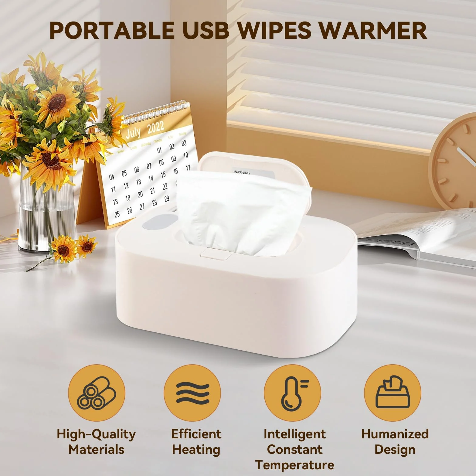 Scaldasalviette per Neonati, Dispenser USB Portatile, Cambio Pannolino Comodo Bianco