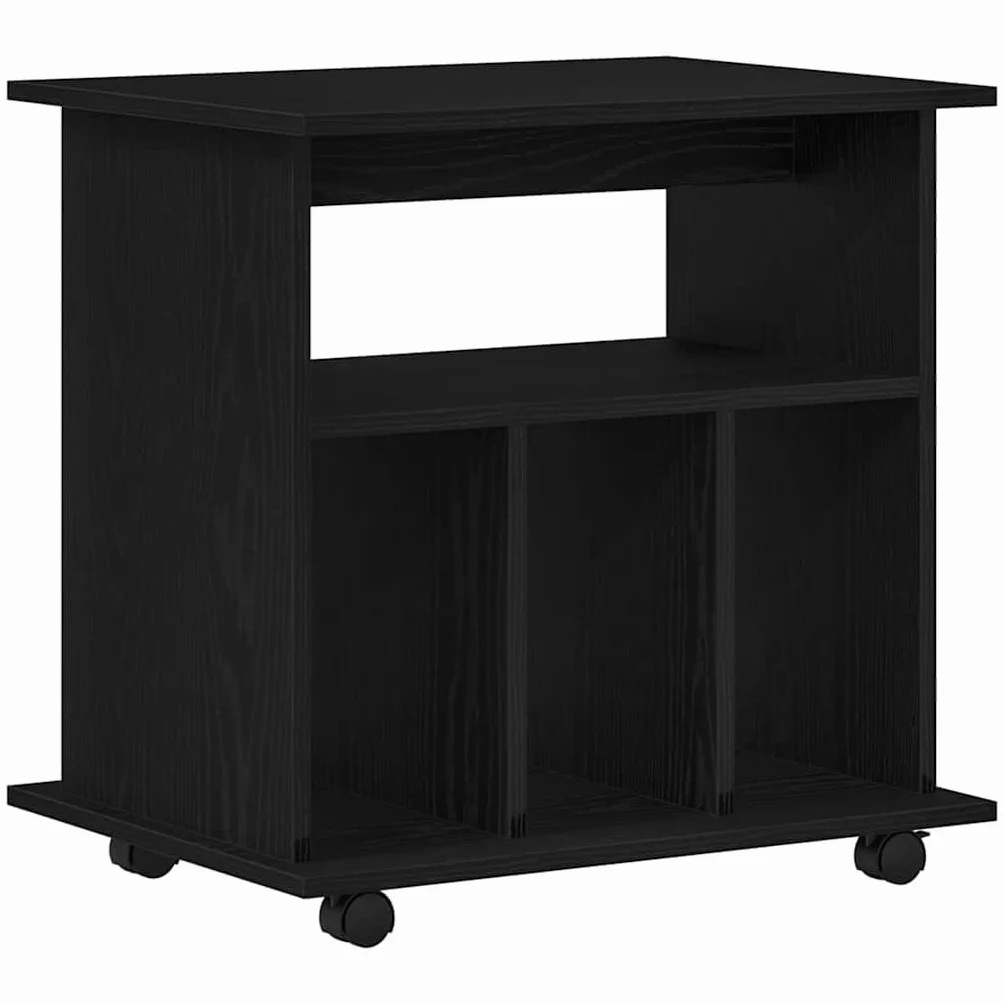 vidaXL Mobile con Ruote Rovere Nero 60 x 45 x 55 cm Legno Multistrato, Soluzioni di archiviazione per Ufficio