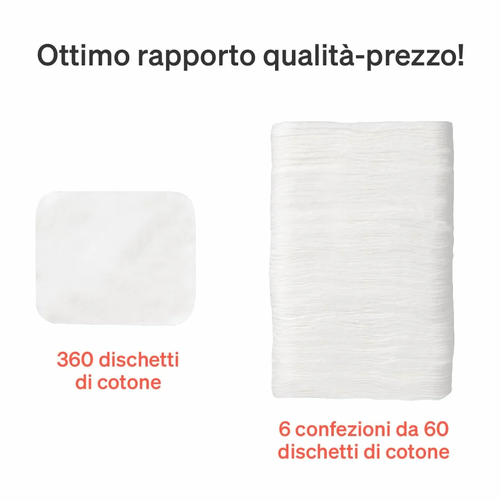 Quadrotti Cotone Neonato da Love Noobs, 360 Pezzi, Quadrotti Puro Cotone 100% Biologico Extra Morbido, XL (3.6 x 4.3 Pollici), Baby Skin