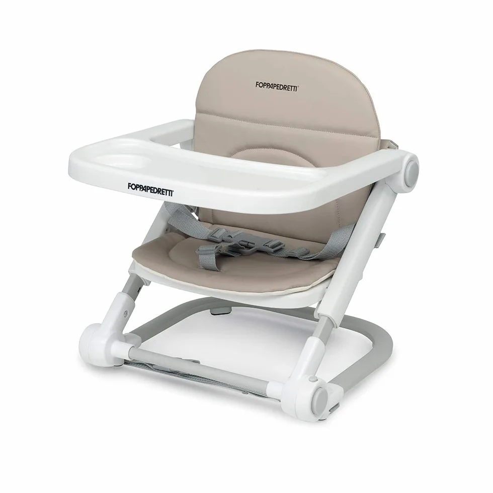 Foppapedretti Seggiolino Alzabimbo Lift, bambini 6 mesi-3 anni (15 kg), Vassoio Amovibile, Chiudibile, Borsa Inclusa, Imbottitura Lavabile, 3 Altezze