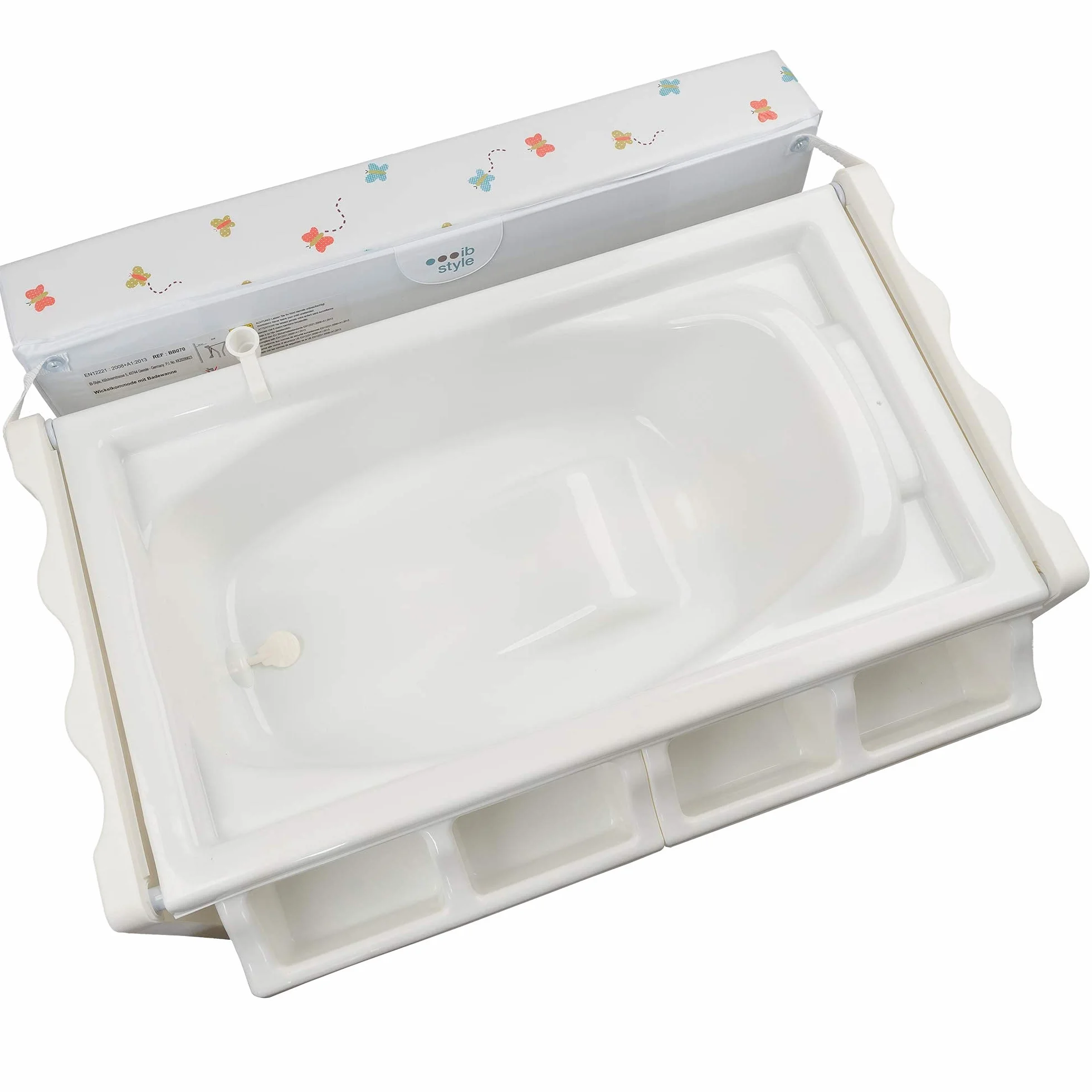ISA Fasciatoio con vasca da bagno cambia-bambini mobile con rulli 4 disegni My little Farm