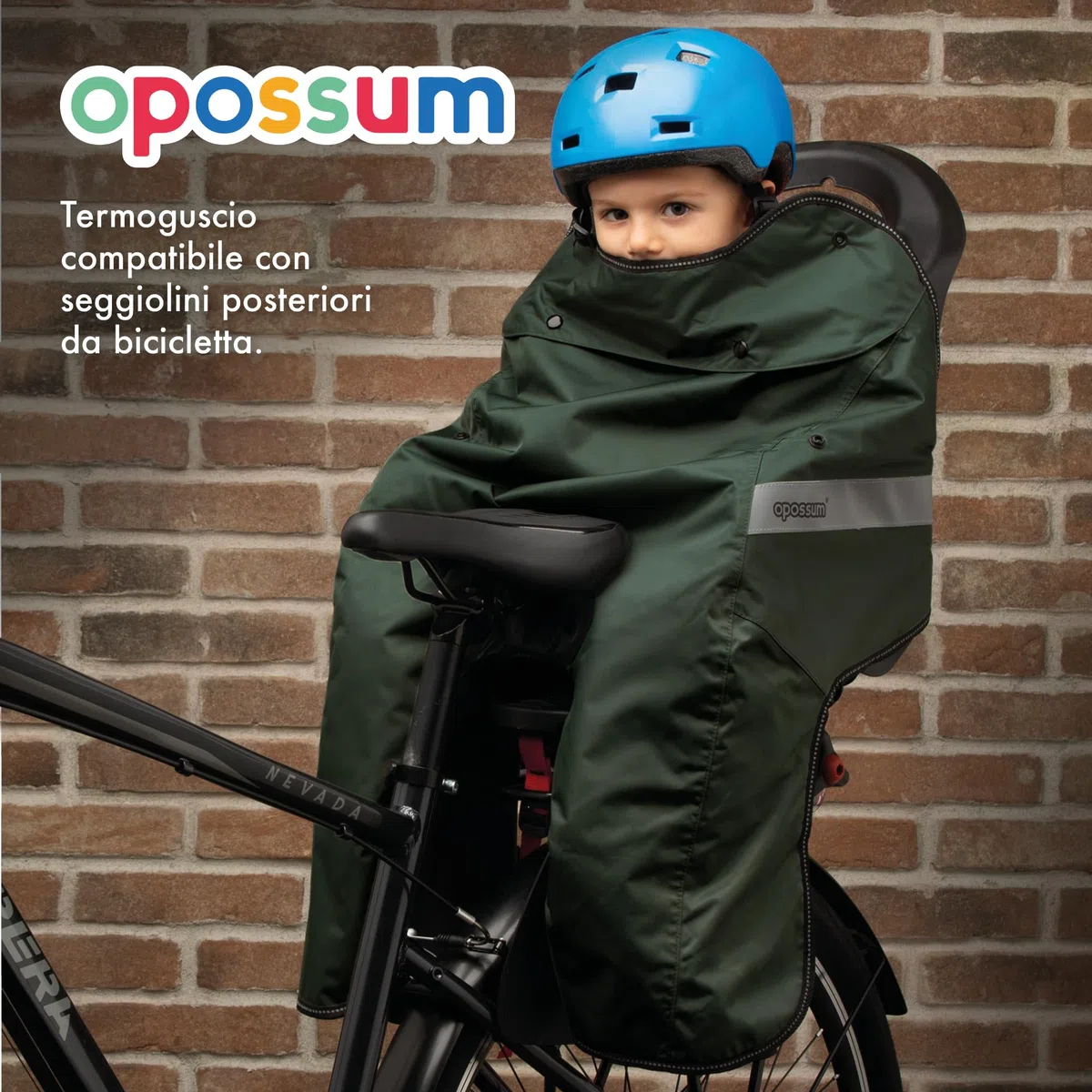 Opossum termoguscio Compatibile con seggiolini Posteriori da Bicicletta. Copertina Termica Bimbi dai 68 ai 104cm e dai 9 ai 22kg. Guscio Termico Universale. Antivento ed Impermeabile.