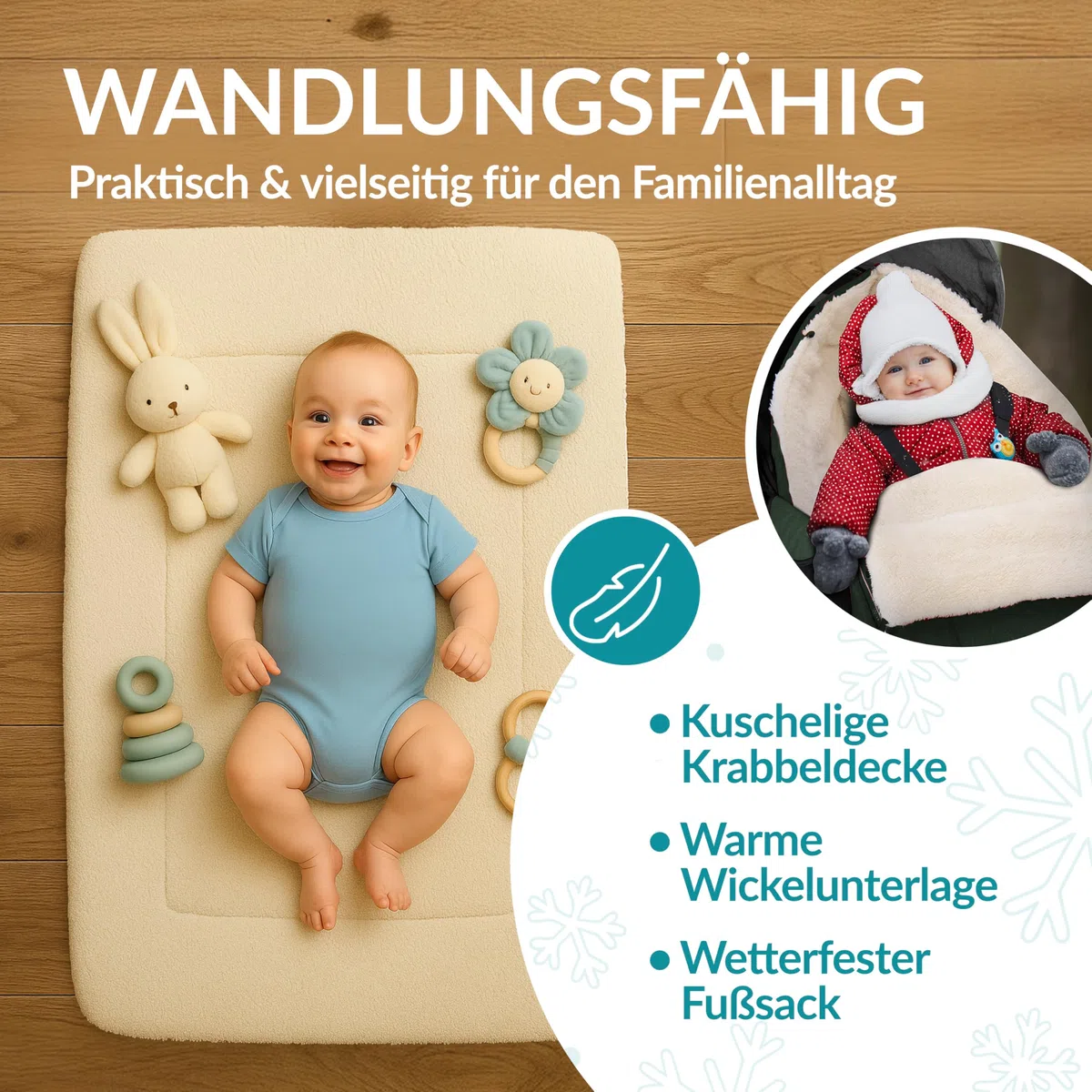 MONZANA® Sacco Nanna Passeggino Invernale Copertina Termica Neonato Accessori Coprigambe Termico Ovetto Bambini Coperta Calda Scaldamani Fasciatoio