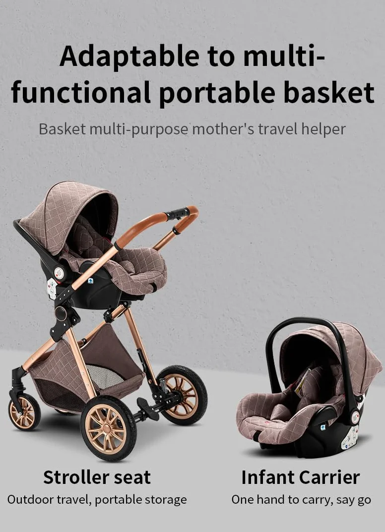 GLOKID Passeggino 3 in 1 Trio Portatile con Navicella, Adattatori Universali, 4 Ruote con Ammortizzatori, LV9 Nero