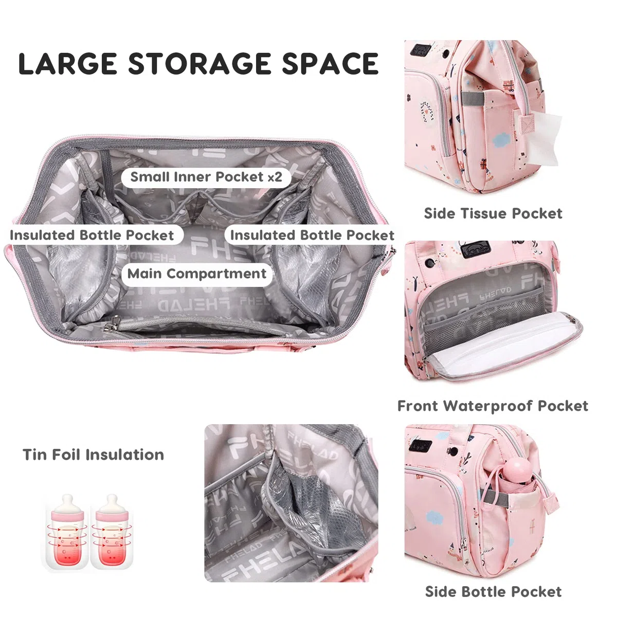 SONARIN Multifunzionale Zaino Fasciatoio Neonato,Grande Capacità Impermeabile Leggera Borsa per Pannolini Zaino Mamma Borsa a Tracolla Borsa Fasciatoio da Viaggio Portatile(Blu)