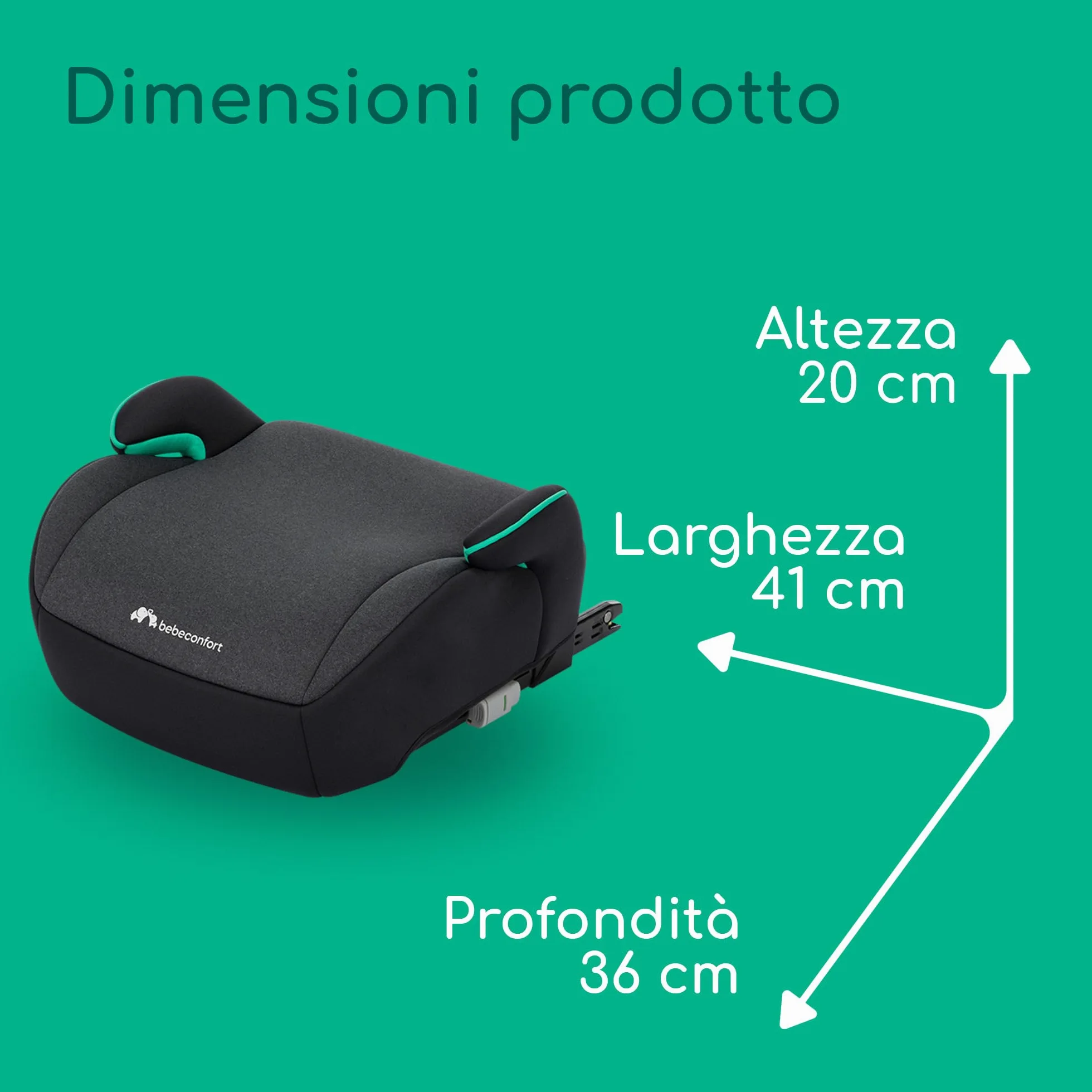 Bebeconfort Manga i-Fix Rialzo Auto per bambini, Seduta auto bambini, seggiolino auto isofix gruppo 3 per Bambini 128-150 cm, dai 6 ai 12 Anni (22-36 kg), Tinted Black