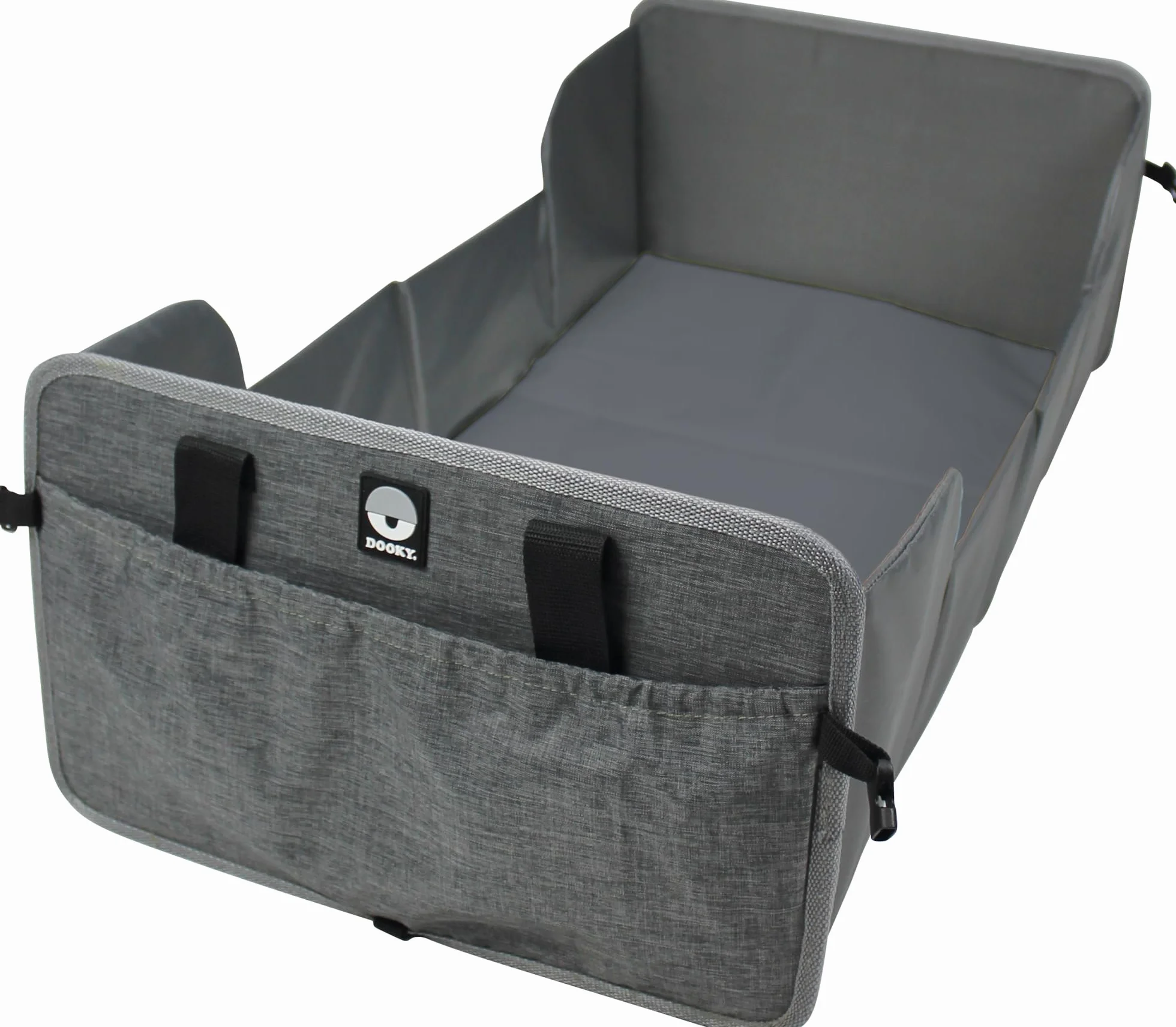 Dooky Original Traveller - lettino pieghevole per bambini - super leggero, tasche esterne, 41 x 74 cm (assemblato) /41 x 26 cm (piegato), 100% poliestere, nero