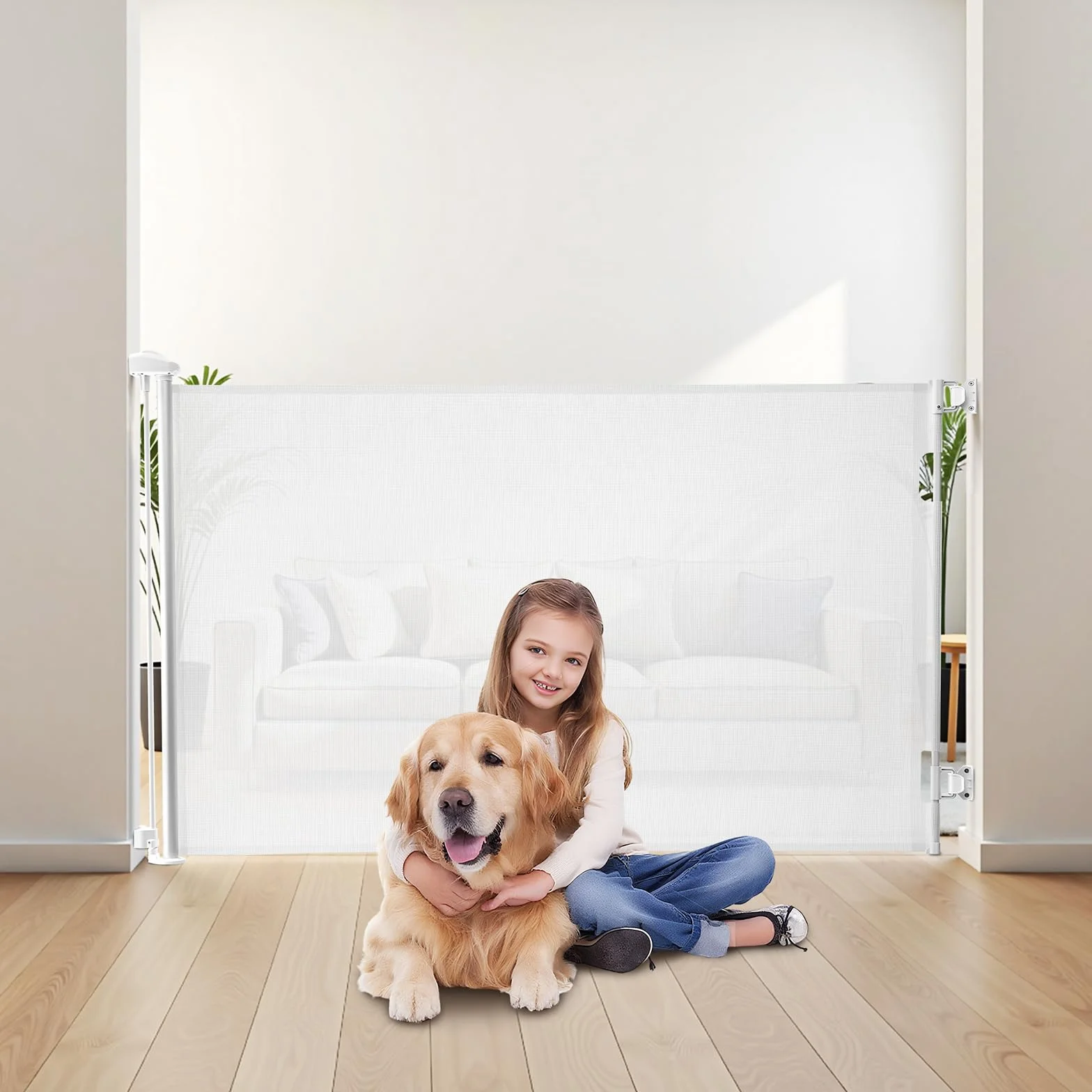 VEVOR Cancelletto Retrattile 1850 mm Larghezza 795 mm Altezza Blocco Sicurezza Bianco