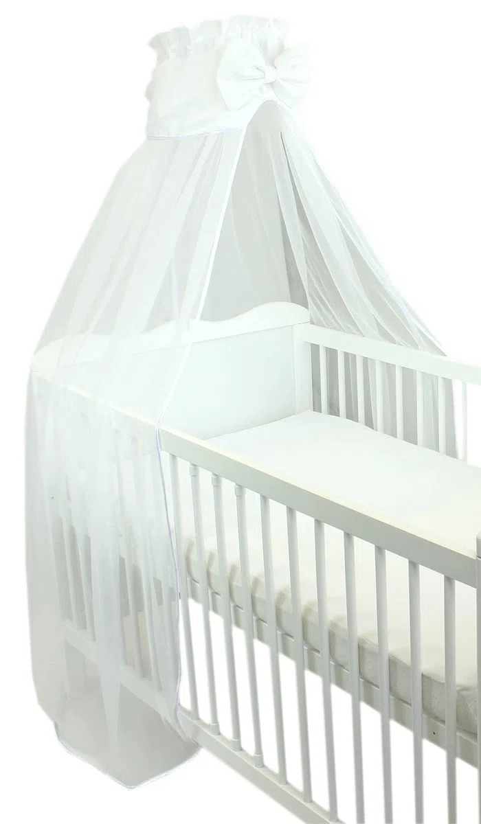 TupTam Baldacchino per Letto per Bambini con Fiocco Chiffon, Bianco, c. 170x240 cm