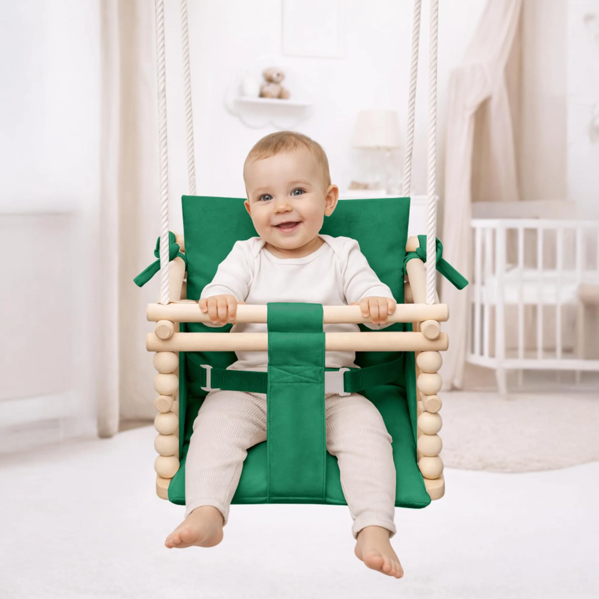MAMOI altalena per bambini 3 in 1 con cintura di sicurezza, altezza regolabile, altalena da casa, struttura stabile, montaggio facile, altalena da interno per bambini