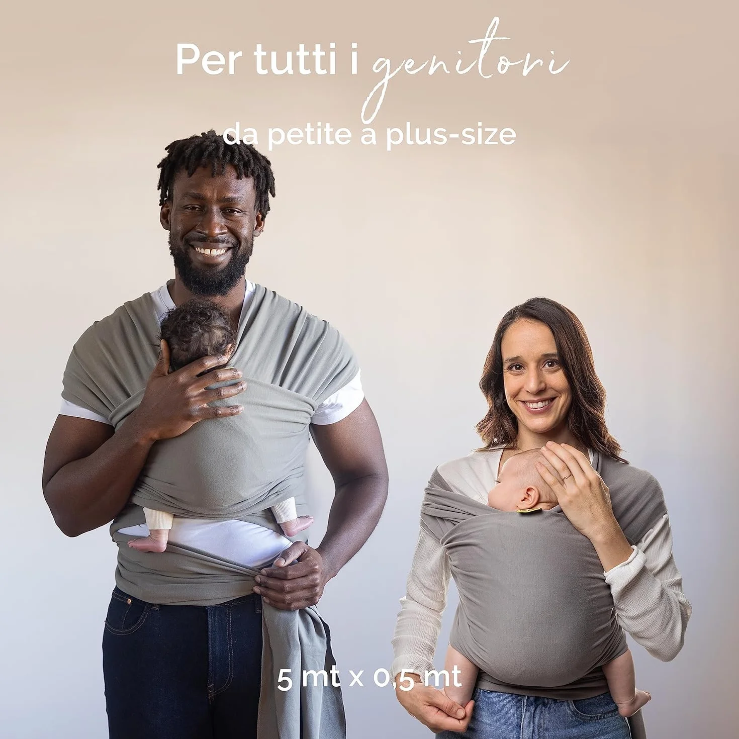 Boba Wrap - Fascia Elastica Porta Bebè Neonato, Portabimbo Facile da Indossare (Grey)