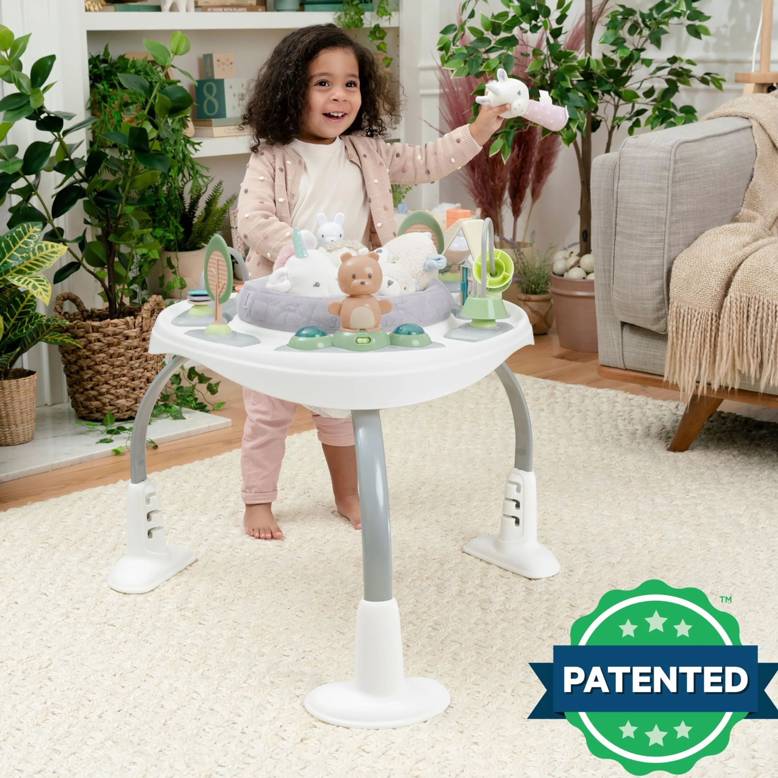 Ingenuity Spring & Sprout 2 in 1 Centro Attività Giochi e Tavolo con Cuscino Luci Suoni 11 Attività Interattive 6 Mesi+
