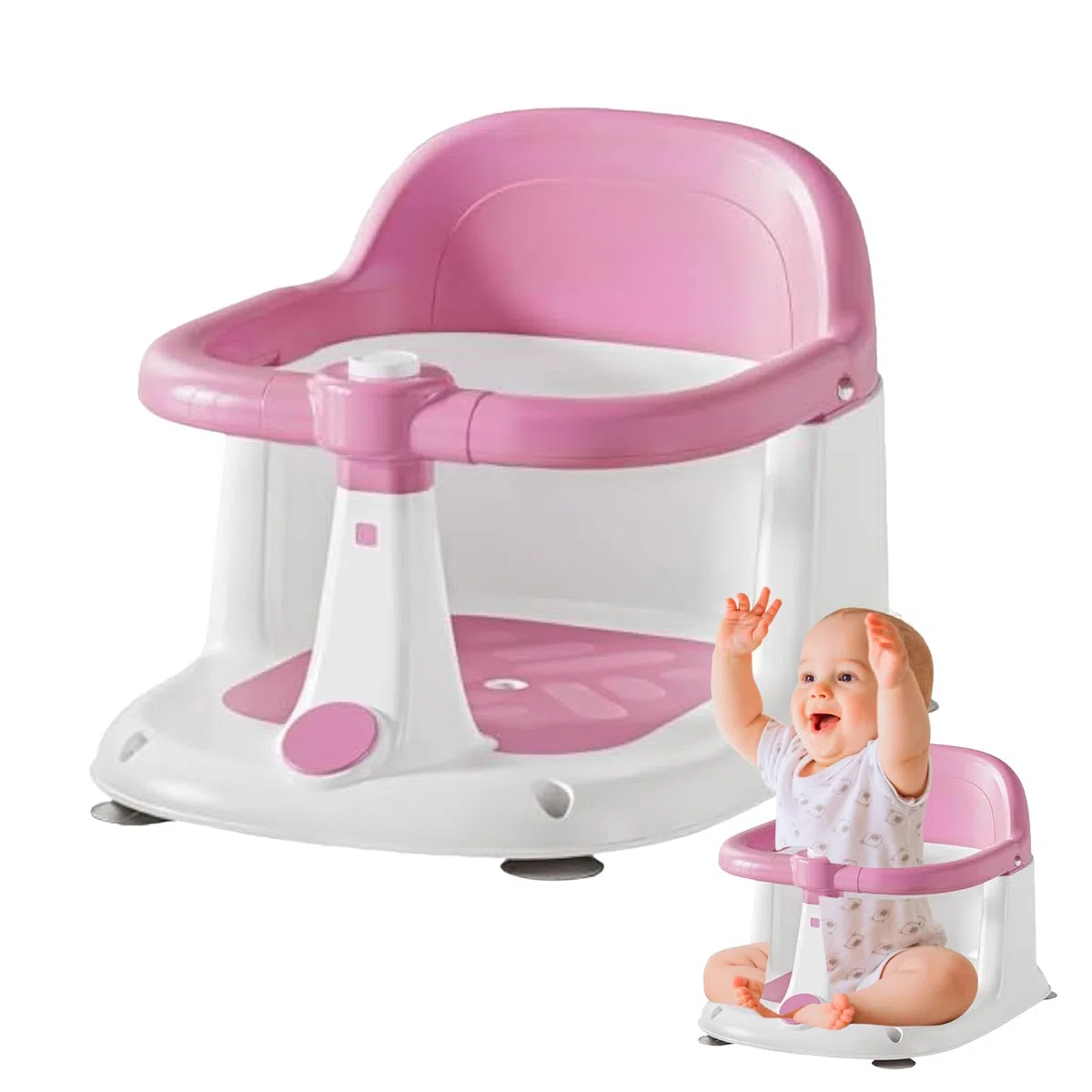 Seggiolino da bagno per bambini, supporto portatile per bagno per bambini, supporto da bagno con drenaggio rapido, per 1-3 anni, per spiaggia, piscina, viaggi