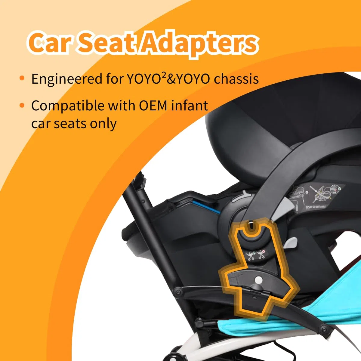 Adattatore per seggiolino auto per passeggino compatibile con YOYO & YOYO2 - Adattatore a forma di L, design a clip sicuro, facile installazione, leggero e resistente
