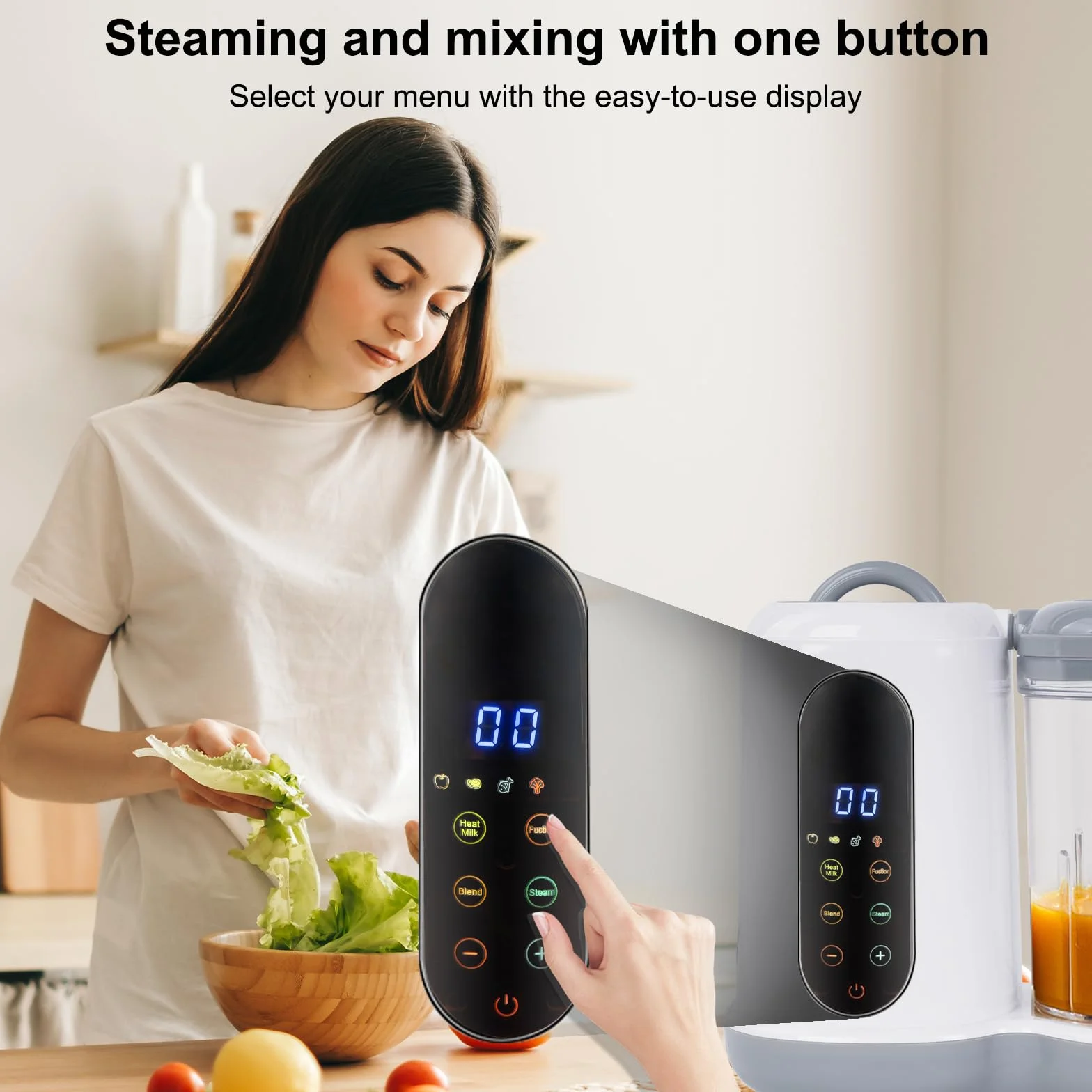 Cuocipappa 4 in 1 Robot da Cucina Multifunzione, Cottura e Tritatura Automatica, Touchscreen