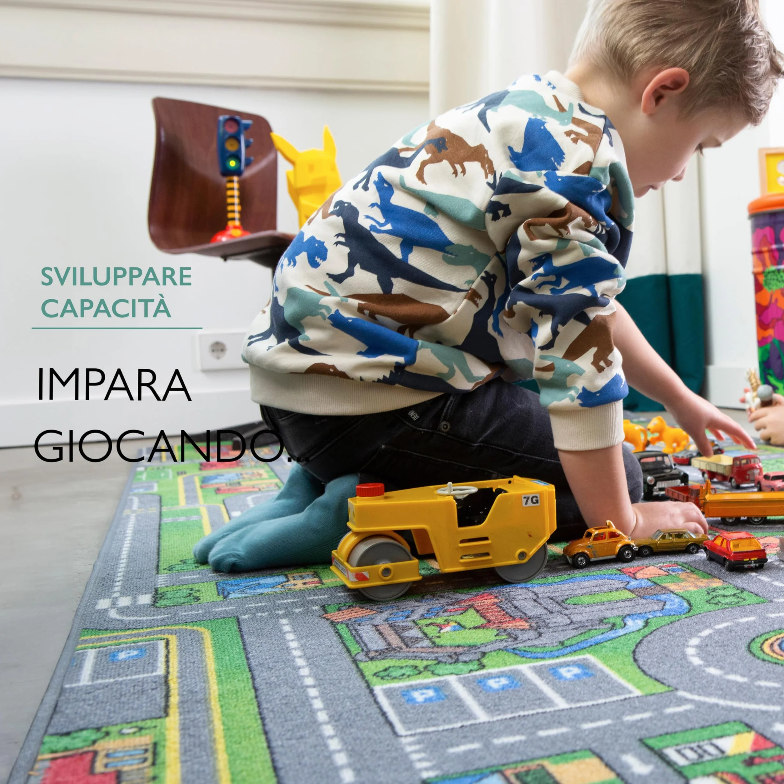 Carpet Studio Tappeto Bambini 140x200cm, Tappeto Gioco per Cameretta, Lavabile in Lavatrice, Facile da Pulire, Antiscivolo - Playcity