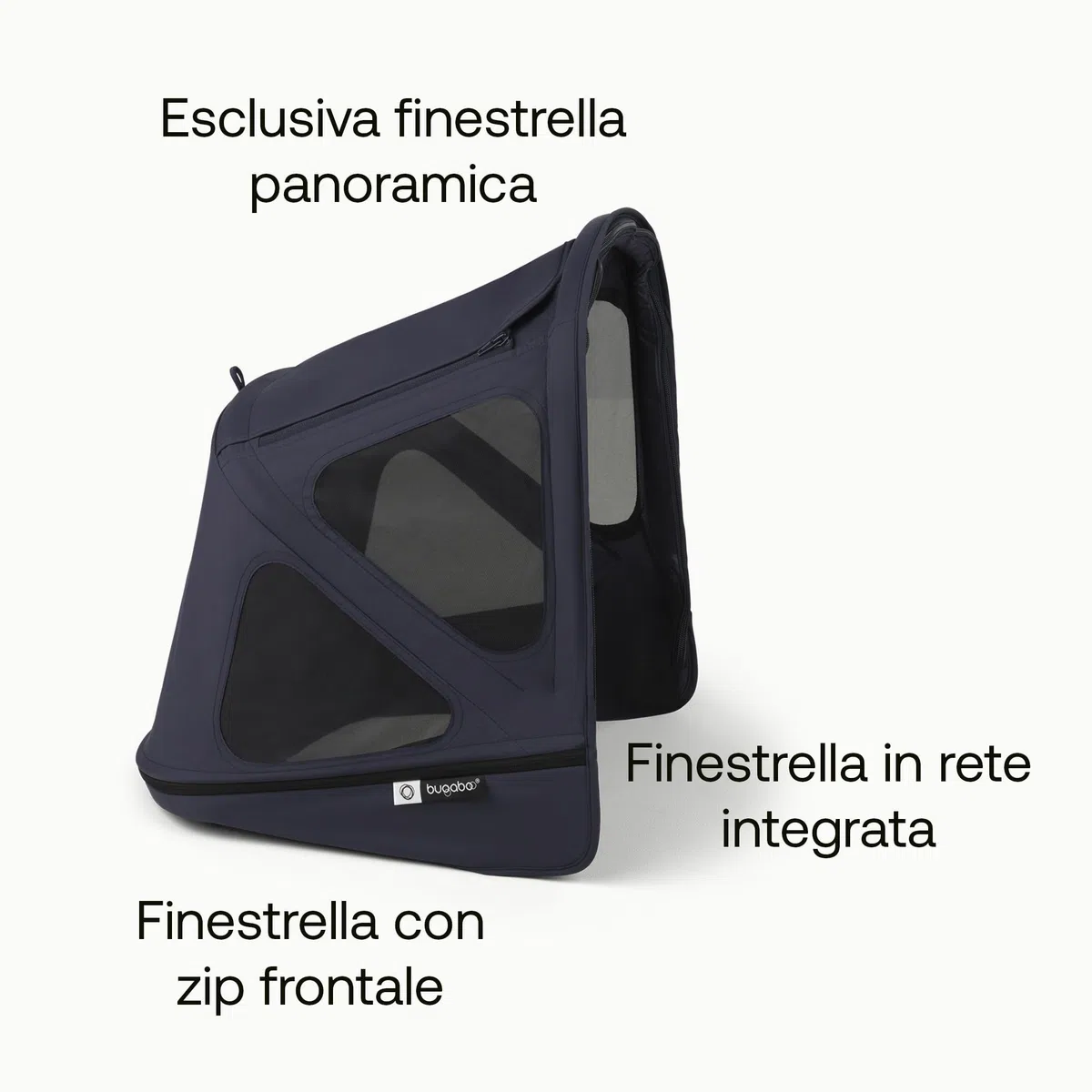 Bugaboo Donkey Cappottina Breezy, Estensibile per una maggiore copertura e una Protezione Solare ottimale, Resistente all'Acqua, Compatibile Con Tutti i Passeggini Donkey, Deep Indigo