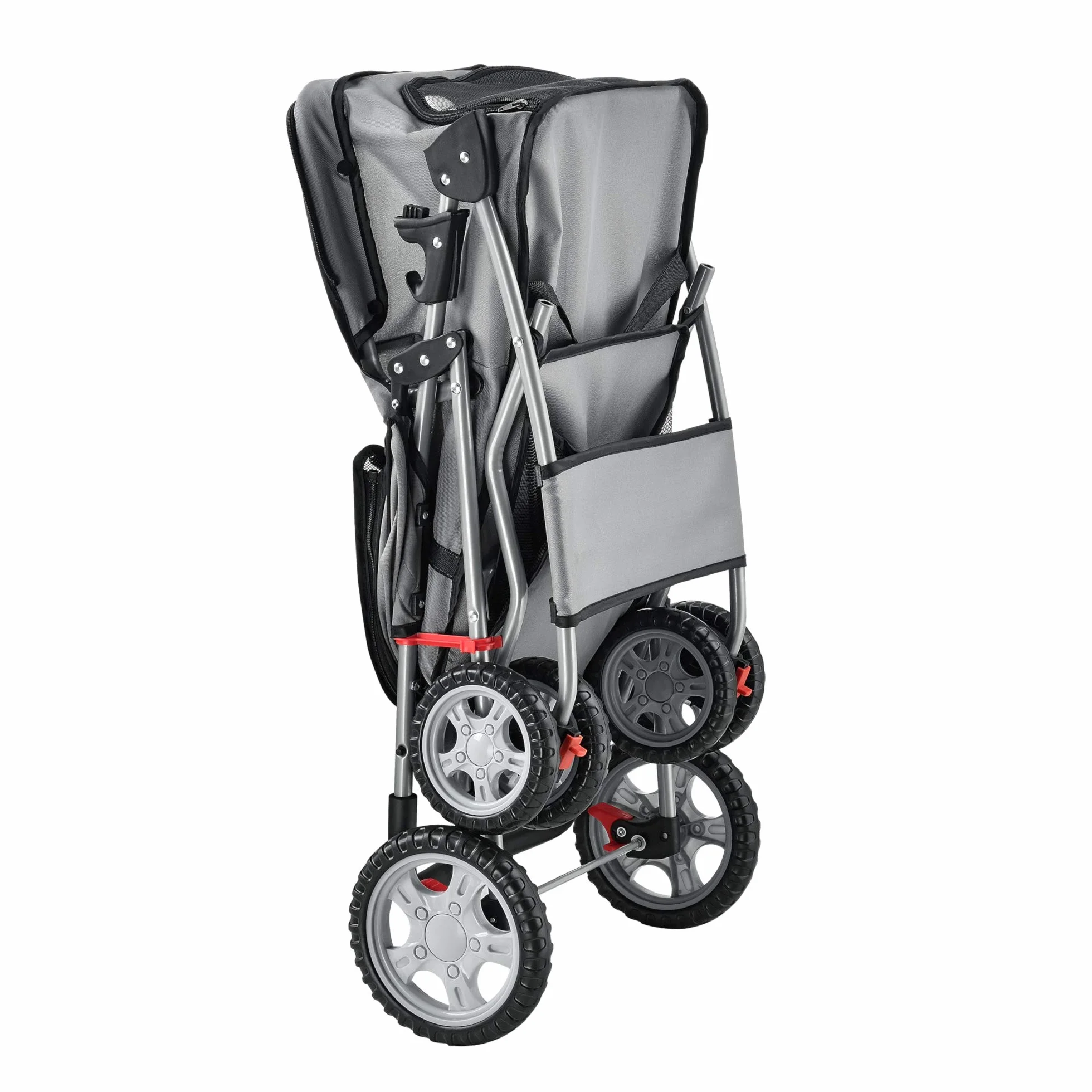 pro.tec Passeggino per Cani e Gatti Pieghevole Carrello Cabina Idrorepellente Ventilata 15 kg - Grigio