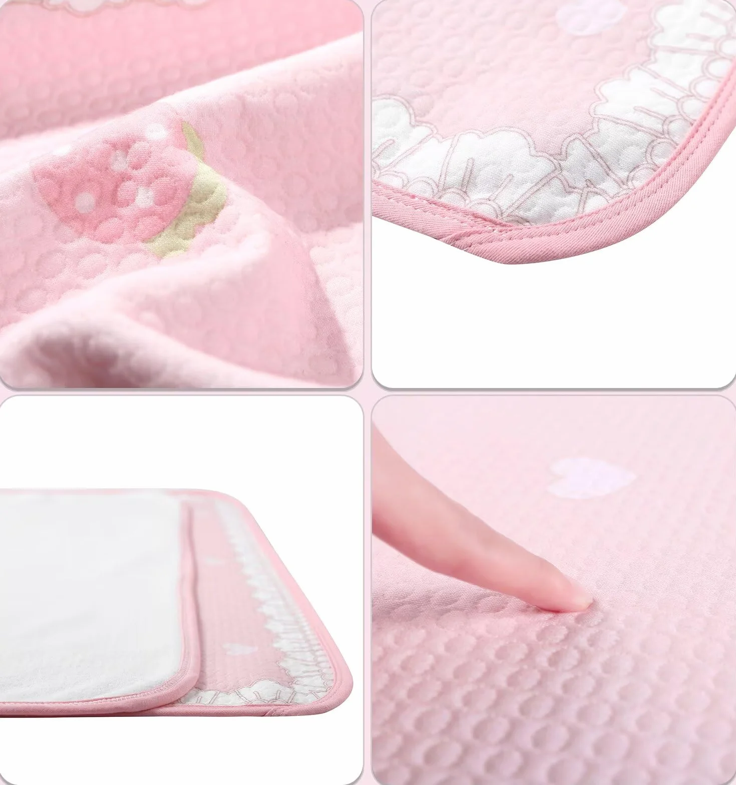 Landofgenie Impermeabile Changing Pad 80 x 120 CM Lavabile Riutilizzabile Oversized Adult Changing Pad - Mucca fragola