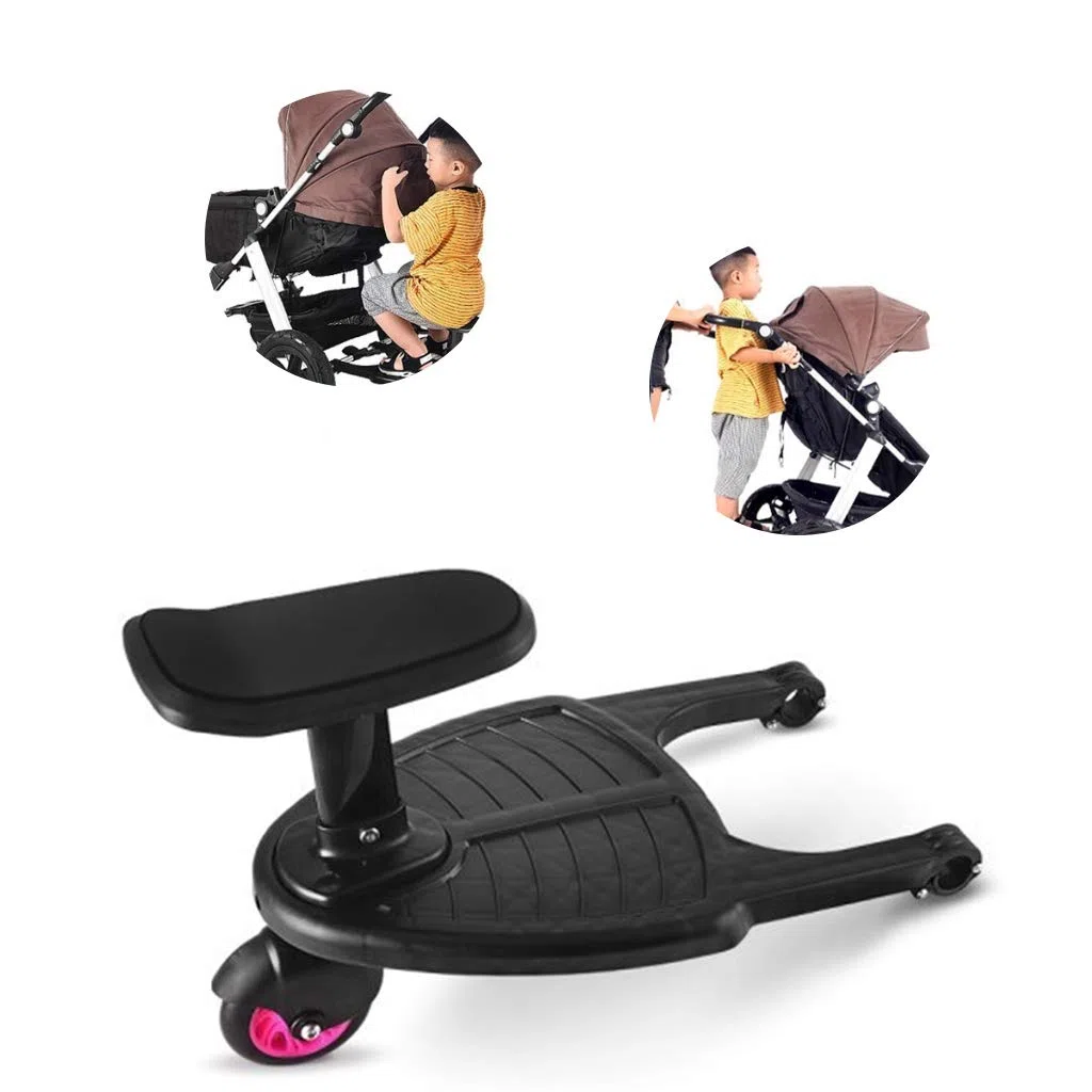 Piattaforma Passeggino con Sedile Monopattino Carrello Rimovibile e Assemblabile (Rosa)