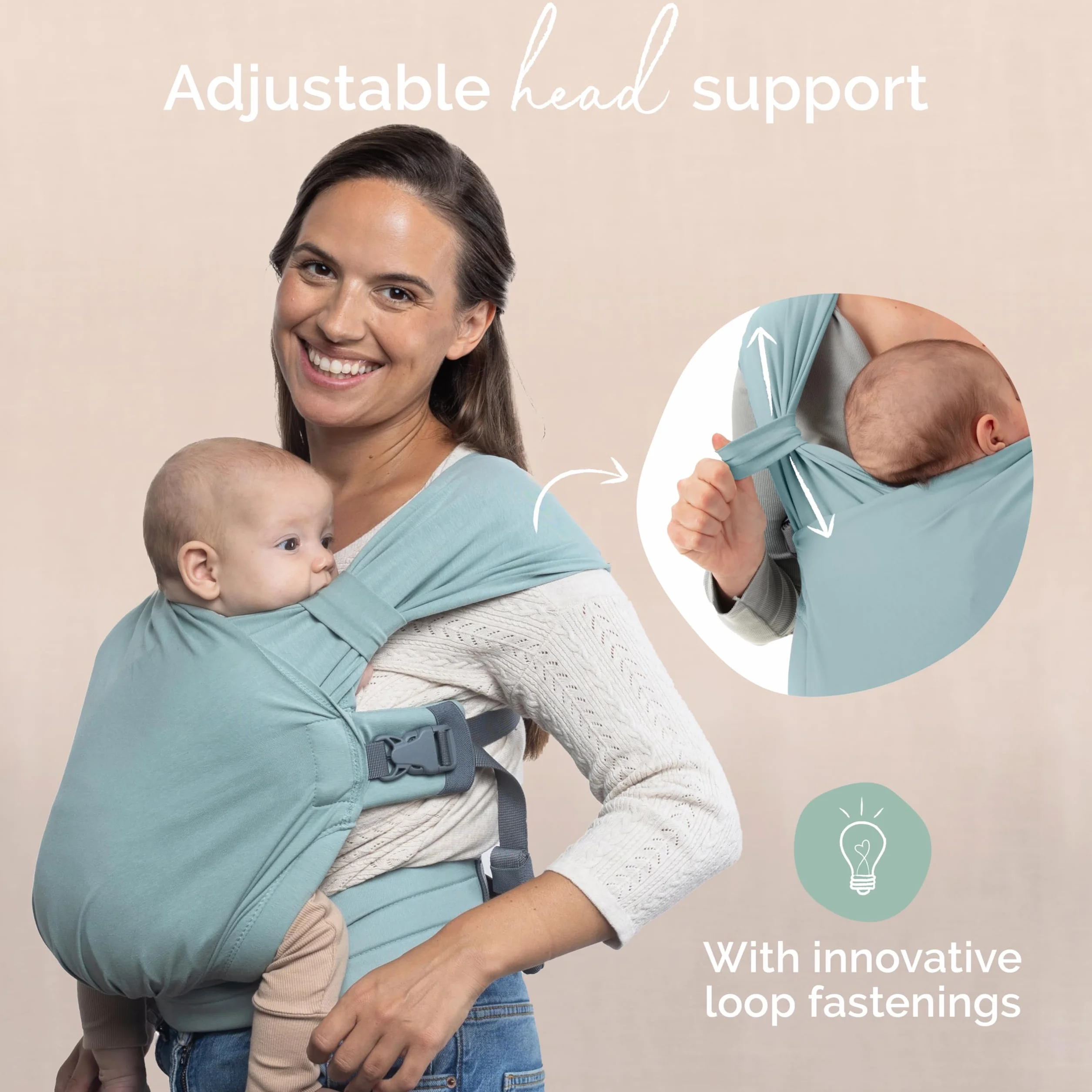 Boba Bliss Fascia Porta Bebe - Marsupio Neonato o Bambino 2 in 1 - Fascia Neonato Senza Nodi - Ideale per la Salute dei Fianchi - Marsupio Bambino Soffice ed Ergonomica - 3,2 a 16 Chili