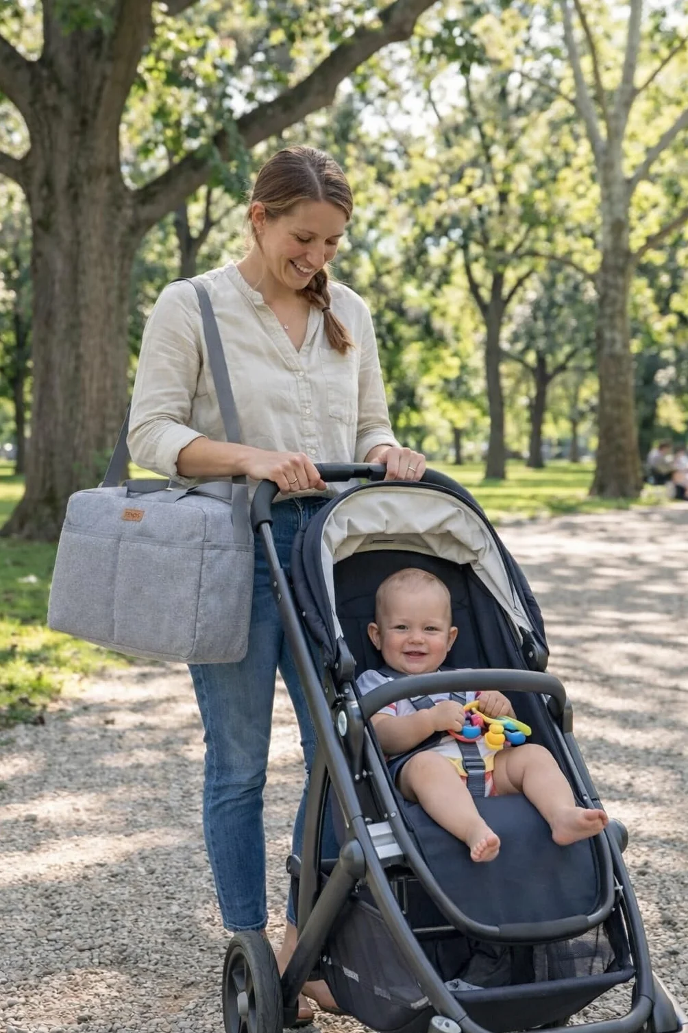 TENDS Borsa per passeggino spaziosa a tracolla – Funzione set maternità – Organizer bebè multiuso