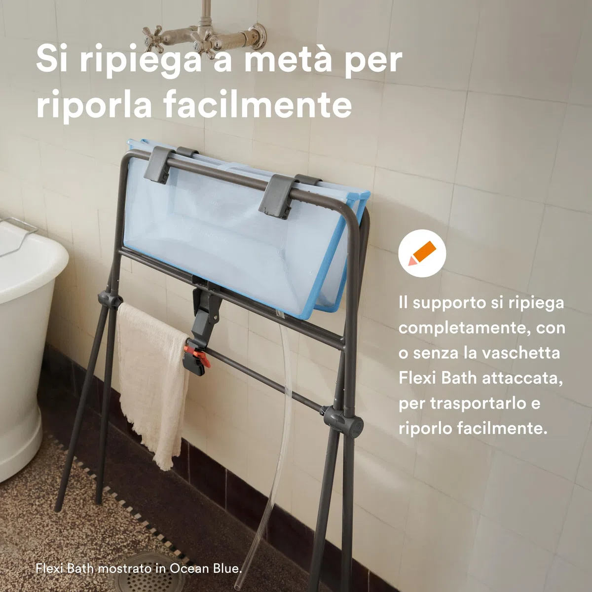 Stokke Flexi Bath (Sandy Beige) + Supporto per Flexi Bath - Vaschetta per bambini fino ai 10 kg - Pieghevole, durevole e facile da riporre - Comodo da usare a casa o in viaggio