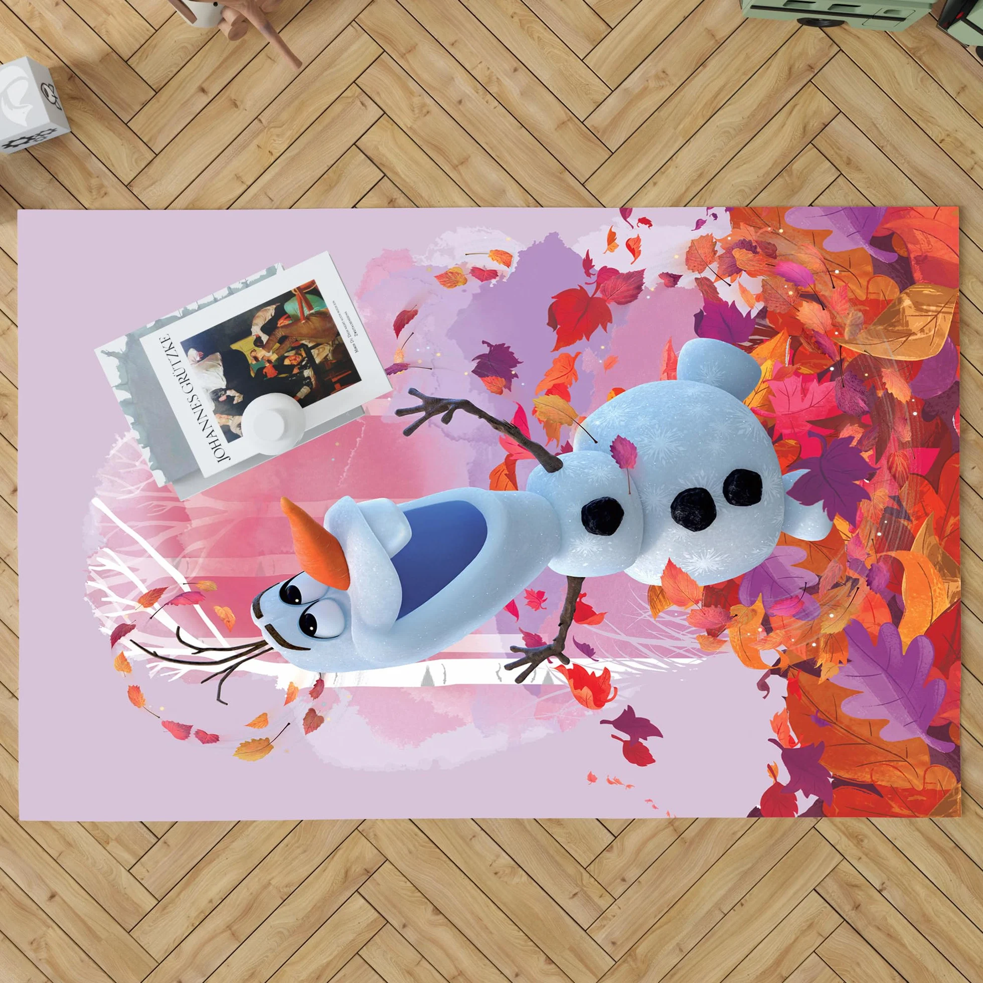 BERONAGE Disney Frozen 2 Tappeto da camera per bambini Olaf 100 cm x 133 cm, antiscivolo, antirumore per bambini, tappeto da gioco, tappetino da gioco, tappeto da ragazza Anna Elsa Olaf Sven Kristoff