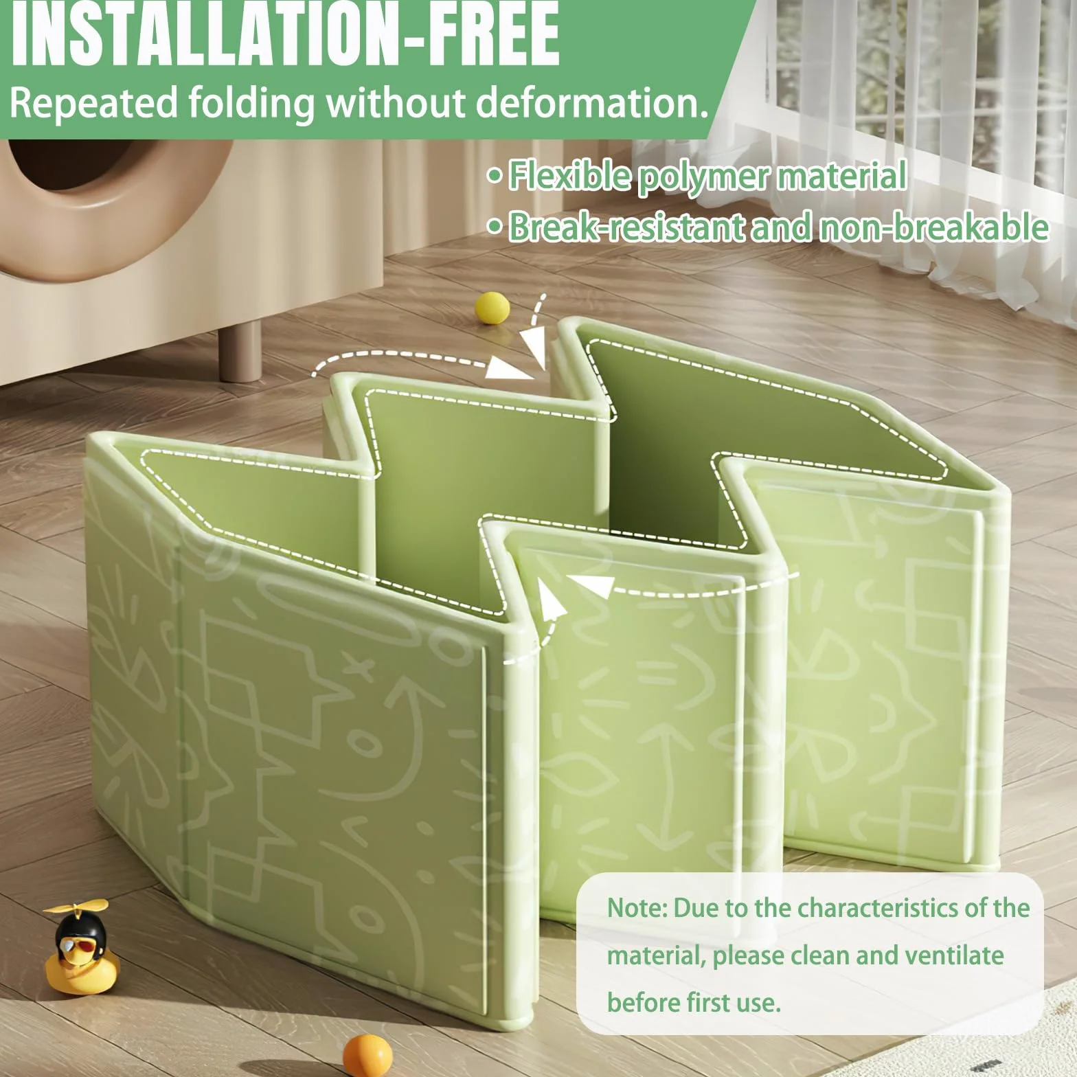 Vasca da bagno pieghevole, Vaschetta portatile per bambini – Salvaspazio e leggera, Con tappo di scarico, Vasca multifunzione per bambini 0-8 anni, Verde