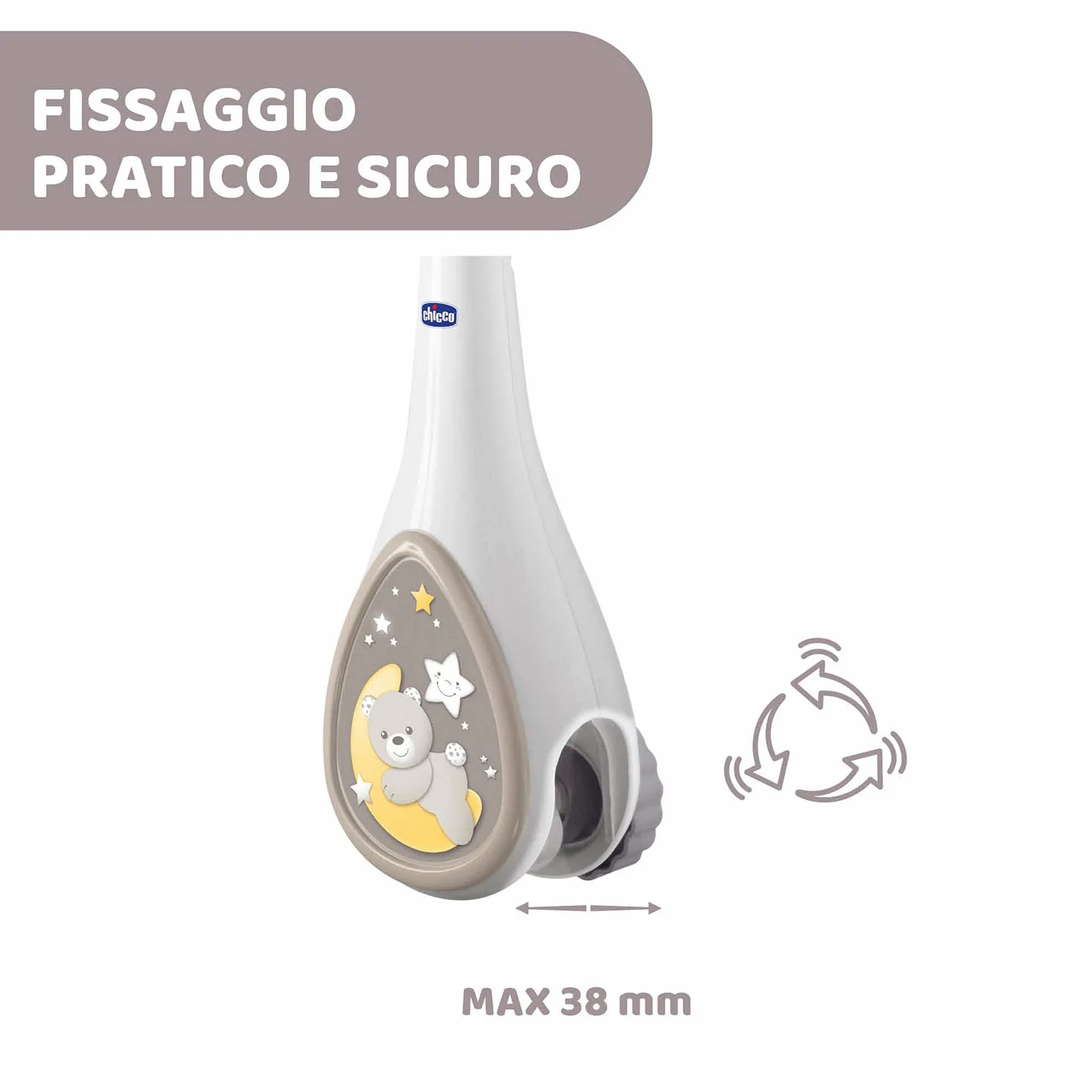 Chicco Next2Dreams Giostrina Neonato 3in1 z Carillon Elettronico dla Culla i Łóżeczka, Kompatybilna z Chicco Next2Me, Efekty Dźwiękowe, Projektor Światła, Muzyka 0+ Miesięcy